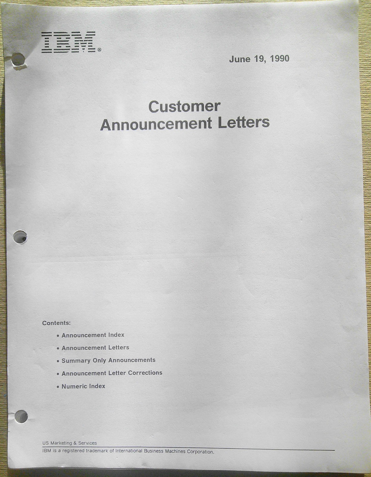 IBM Customer Announcement  Letters, June 19, 1990 - AIX, geoManager, TCP/IP, etc