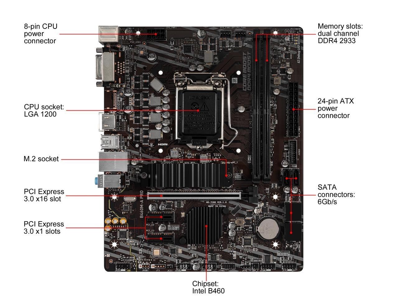 MSI MPG B460M-A PRO/B460M BOMBER LGA1200 B460 DDR4 MATX Motherboard 10TH Tested