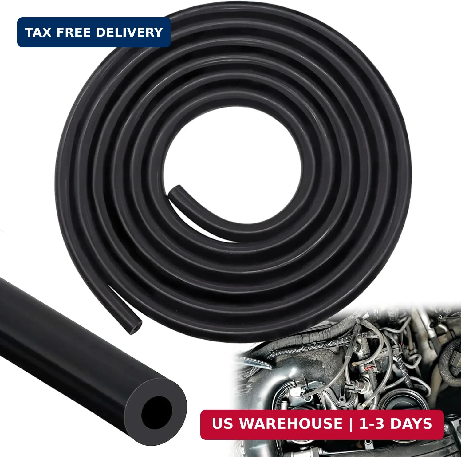 10Ft Vacuum Hose Automotive, ID 1/4 (6mm) High Performance Silicone Vacuum Hose