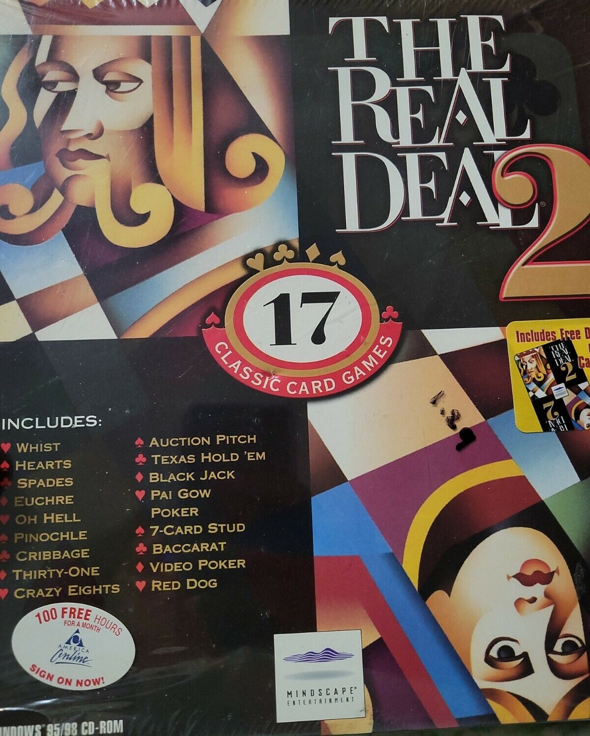 The Real Deal 2 Classic Card Games PC CD-ROM Mindscape TLC for Windows 95/98 new