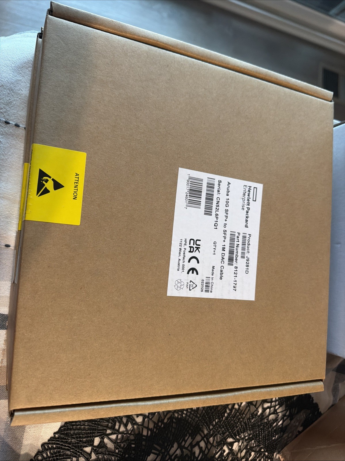 Genuine HPE Aruba 10G SFP+ to SFP+ 1m DAC Cable 8121-1300 J9281D *NEW* In Box