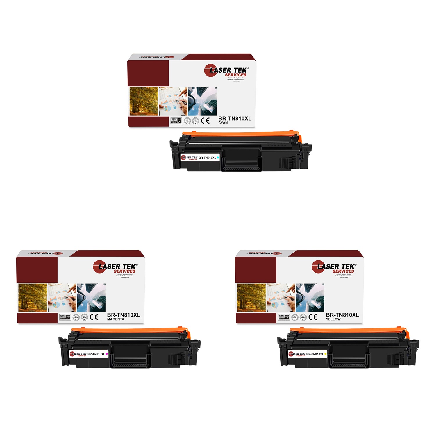 3Pk LTS TN810XL CMY HY Compatible for Brother HL‐L9410CDN Toner Cartridge