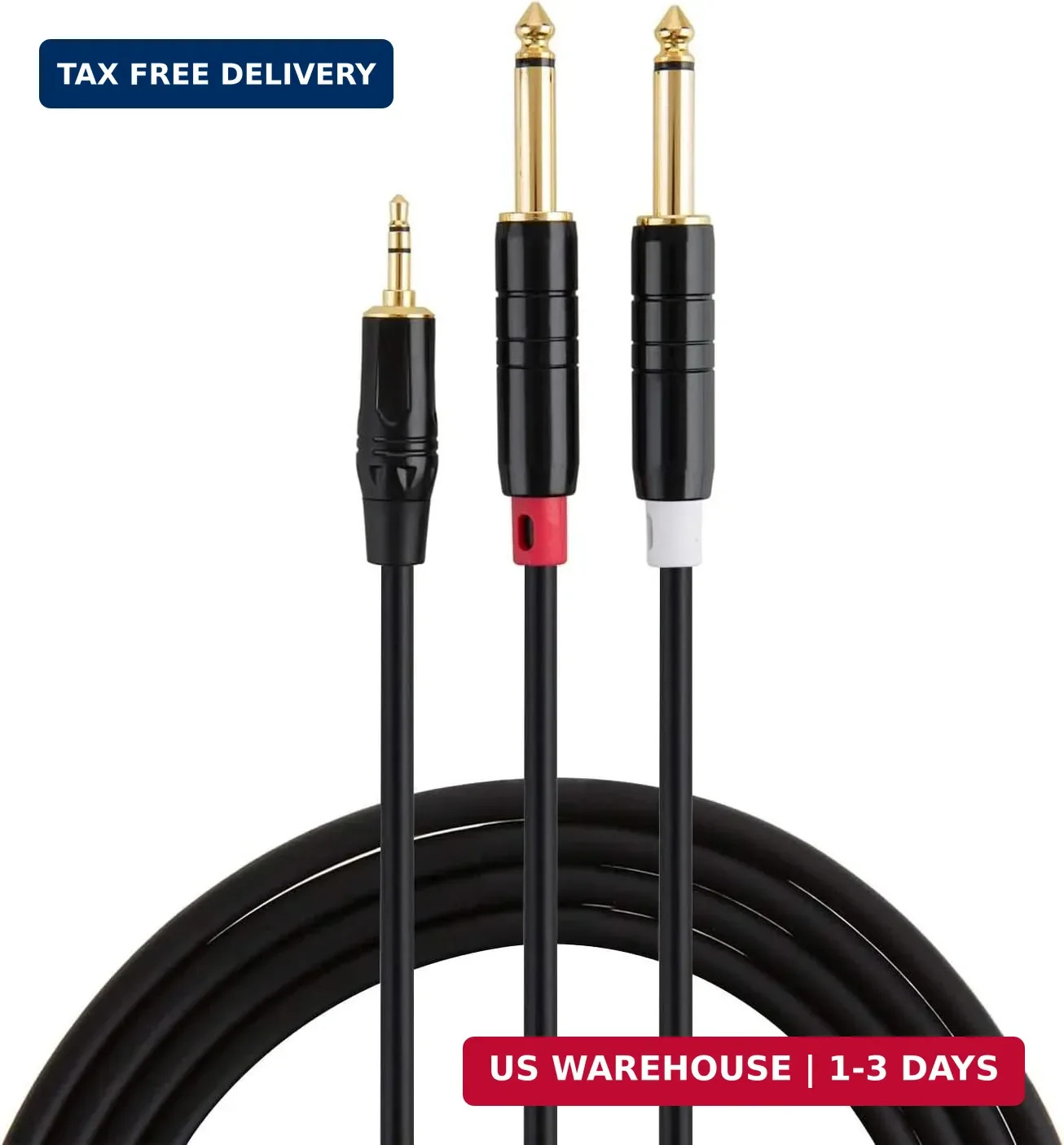 1/4'' to 1/8'' Stereo Mono Breakout Cable 15ft, 3.5mm to 6.35mm Y Splitter Patch