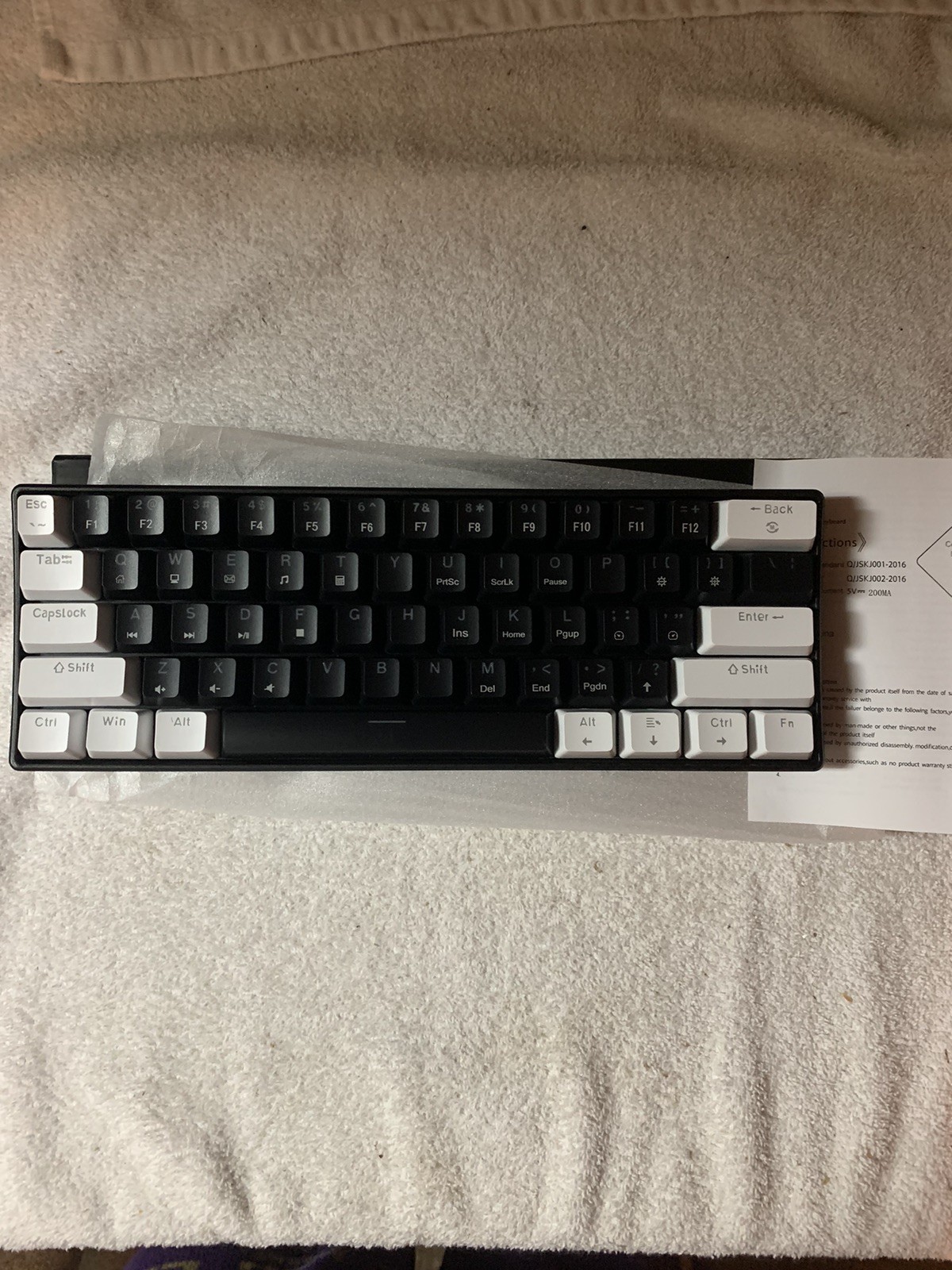 60% Mechanical Keyboard 61 Keys RGB Backlit Wired Compact Black And White