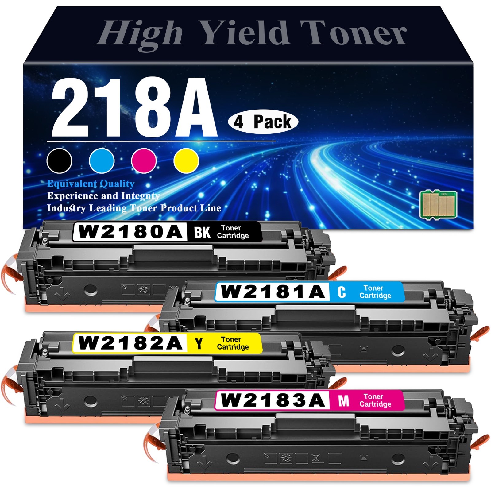 4PK 218A Toner Cartridge With Chip for HP 218A Pro 3201dw, MFP 3301cdw 3301fdw