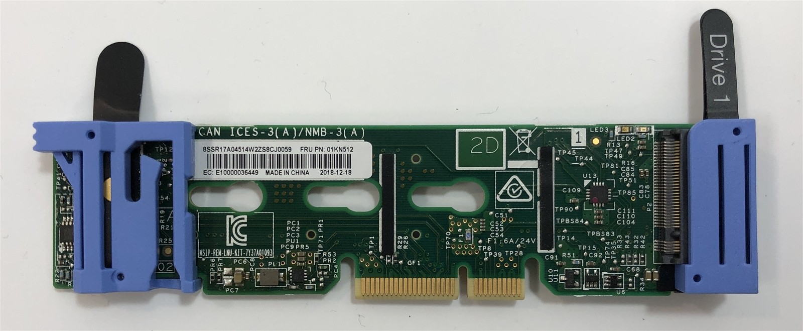 Lenovo ThinkSystem PCIe Dual M.2 SATA SSD Mirroring Enablement Kit 01KN512