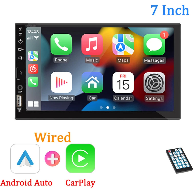 7“ Car Radio 1 Din Carplay Android Auto Multimedia Player HD Touch Screen FM AUX