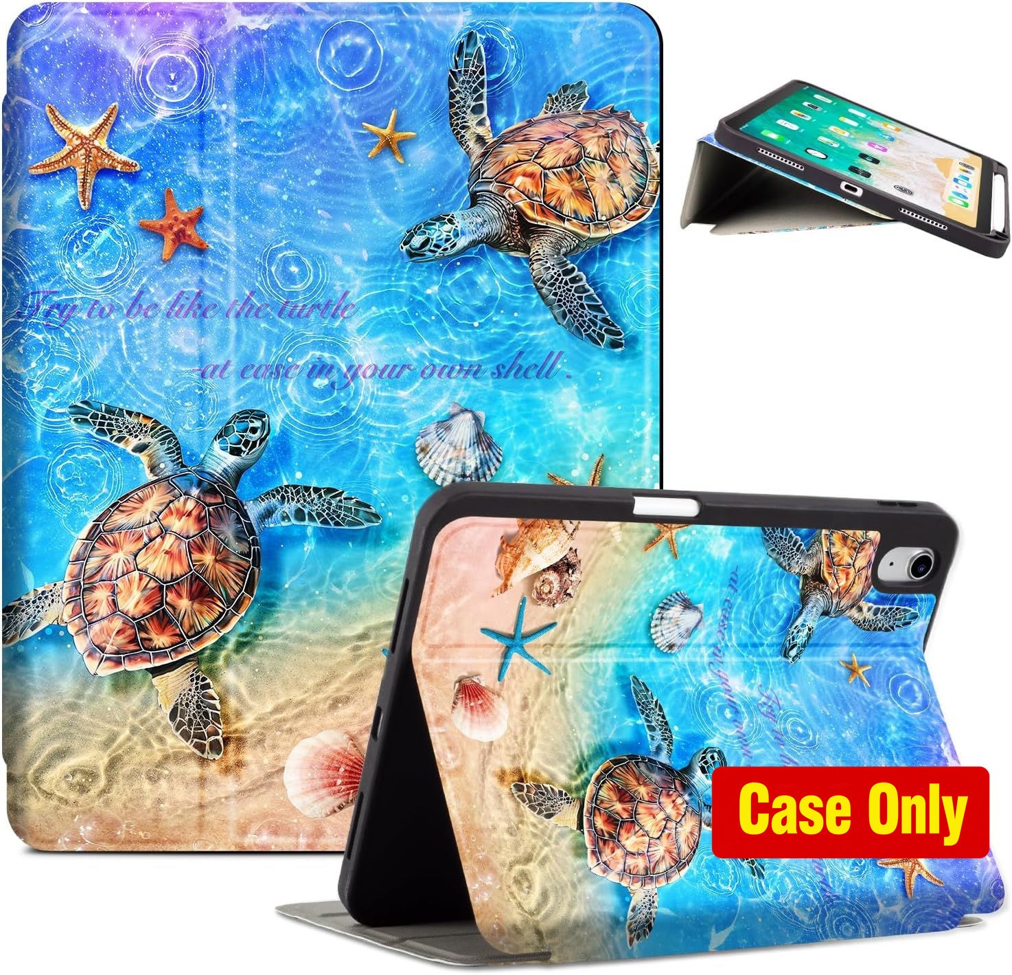 Case for iPad 11th Gen, iPad 10th Gen - Shockproof Sea Turtle Design