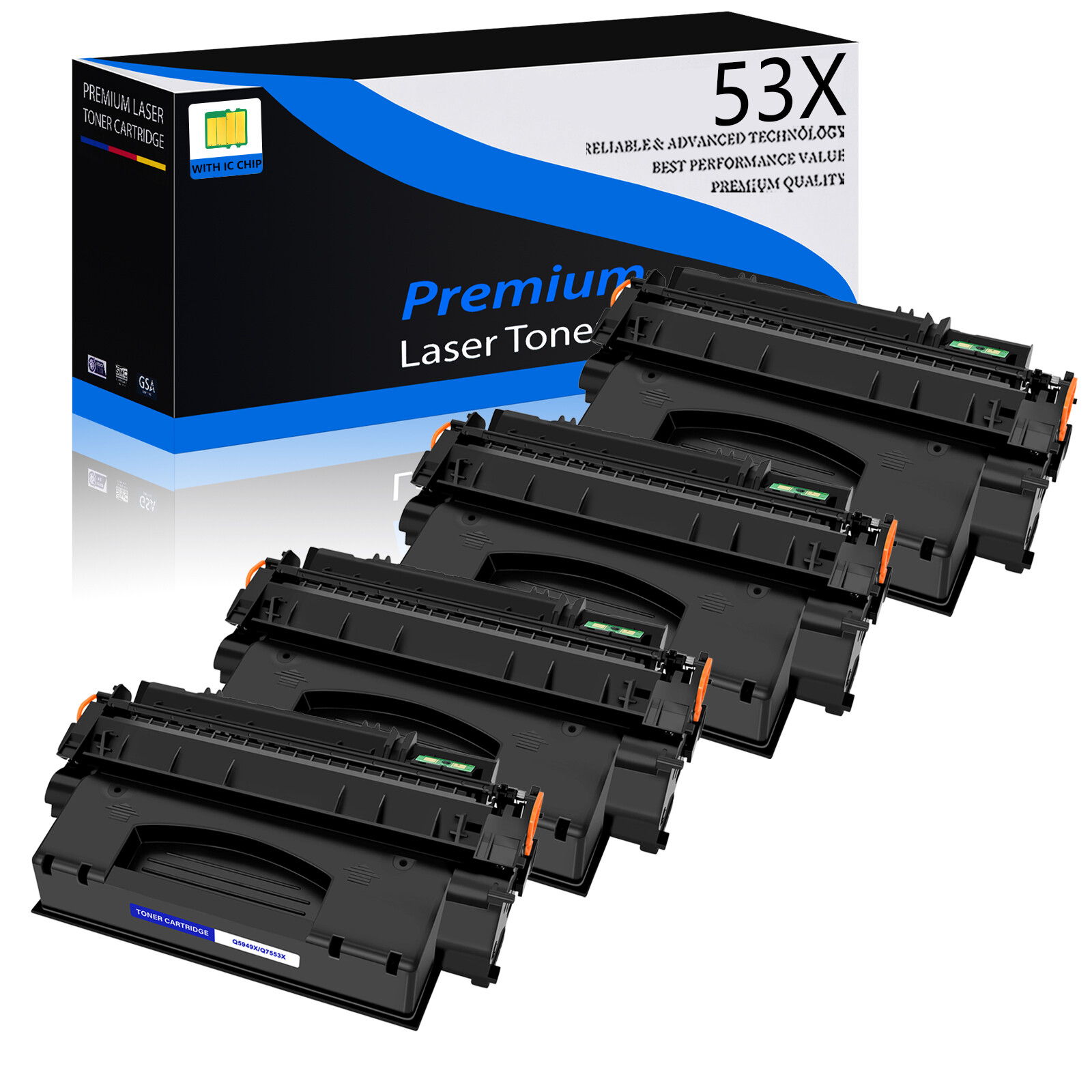 4x Q7553X 53X Laser Toner Cartridge for HP LaserJet  M2727 M2727nf M2727nfs MFP