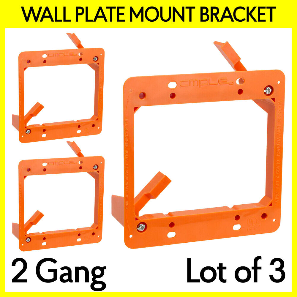 Low Voltage Mounting Bracket 2 Gang Drywall Wall Plate Mount Faceplate Base 3PCS