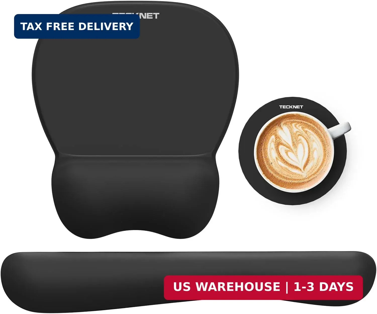 TECKNET Gel Ergonomic Mouse Pad & Keyboard Wrist Rest & Coaster
