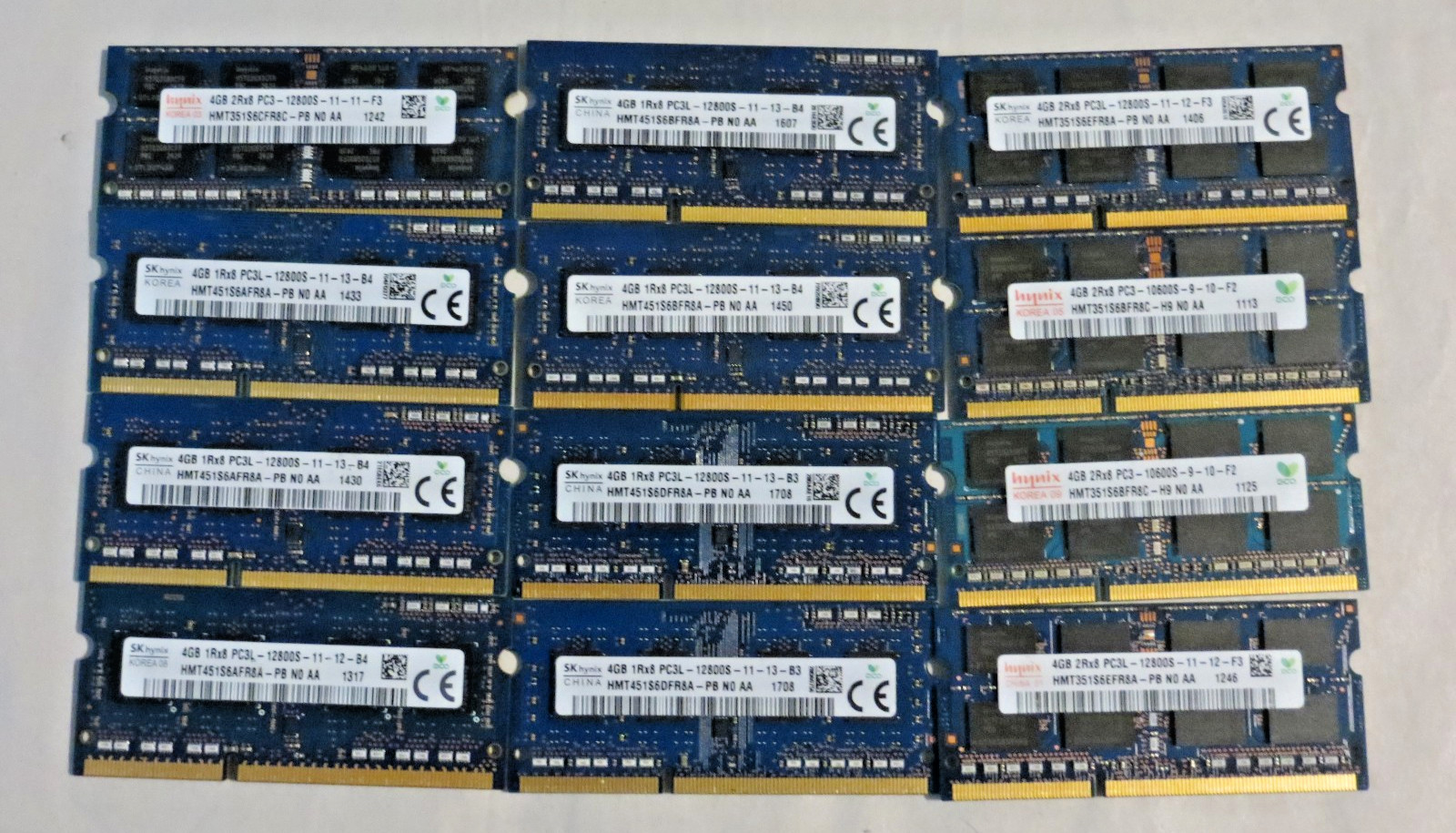 48GB Kit 12x4GB DDR3 DDR3L Laptop RAM Memory Lot Bulk Job Hynix SO-DIMM Mixed
