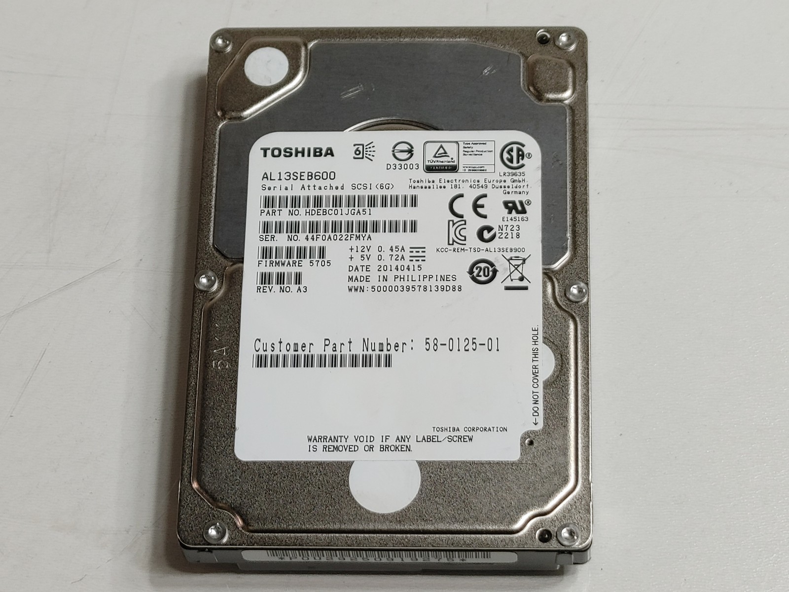 Lot of 20 Toshiba Cisco AL13SEB600 600 GB SAS 2 2.5 in 10K Enterprise Hard Drive