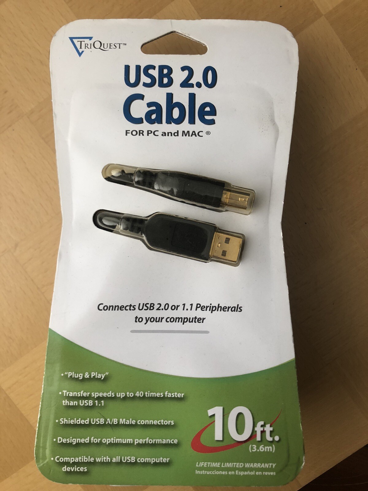 TriQuest USB 2.0 10 Foot Cable Black