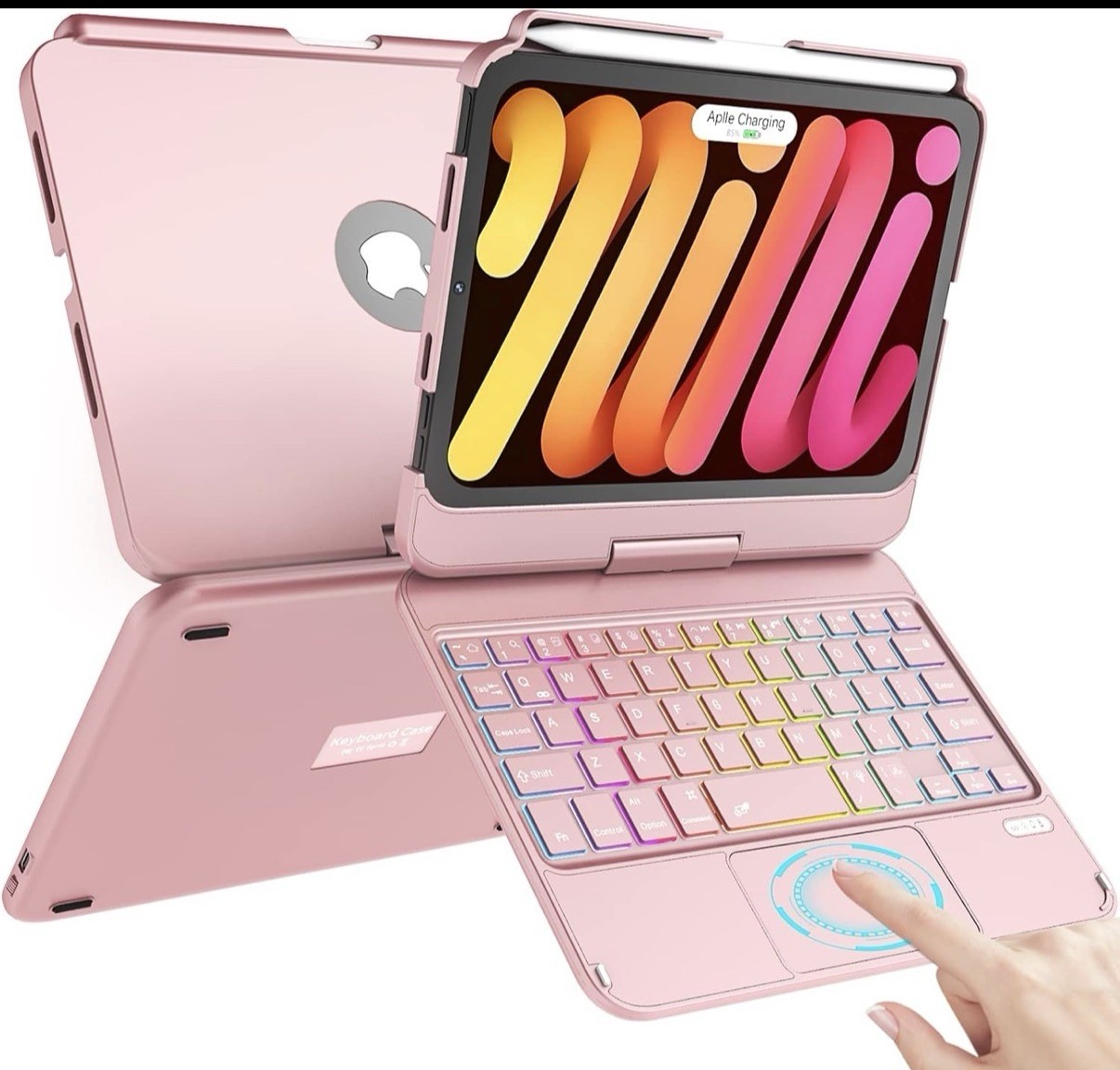 TaIYanG Pink Keyboard Case for iPad Mini 6/7 Bluetooth Trackpad Backlight