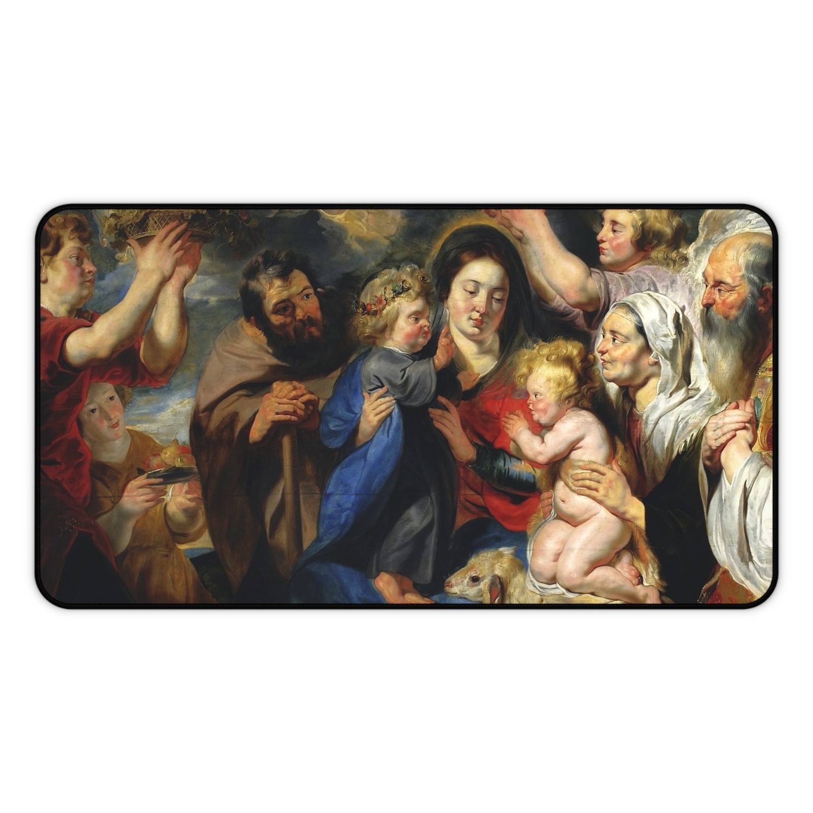 Religious Art Desk Mat, Premium Mouse Pad - The Holy Family with Saint John