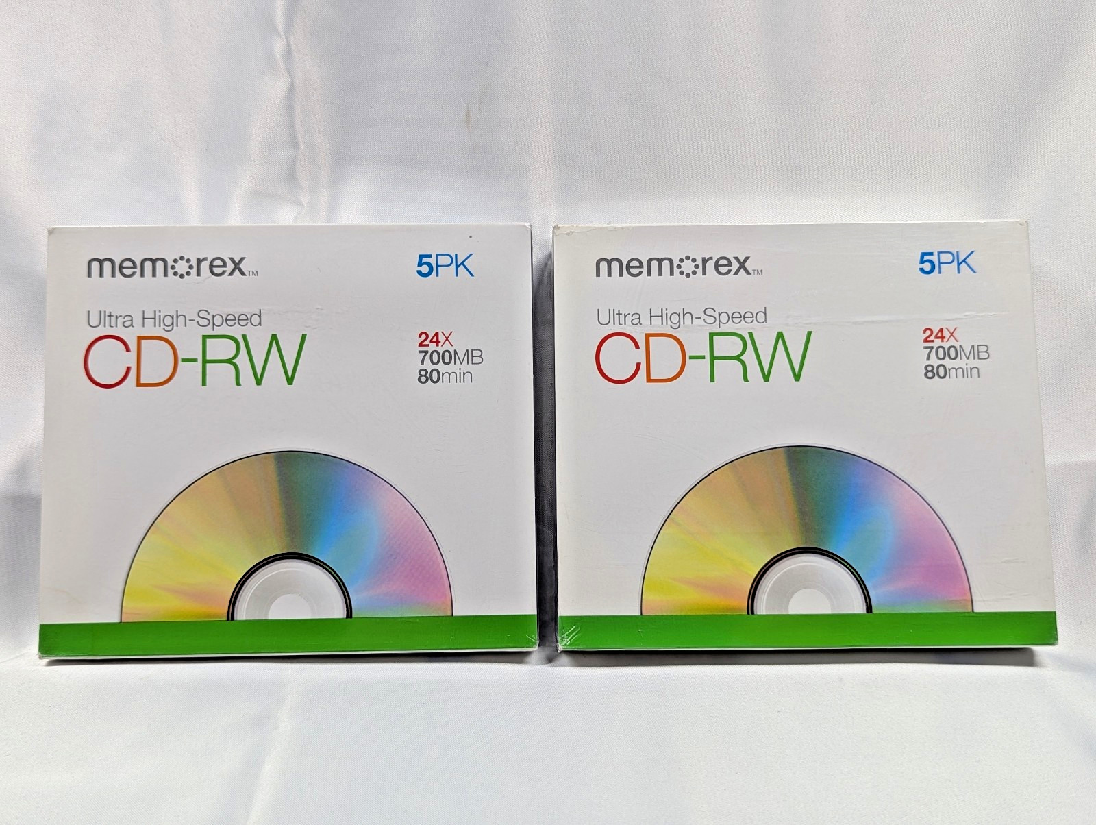 Memorex Ultra High-Speed CD-RW 24x 700MB 80 Min 5 Pack Lot of 2 New
