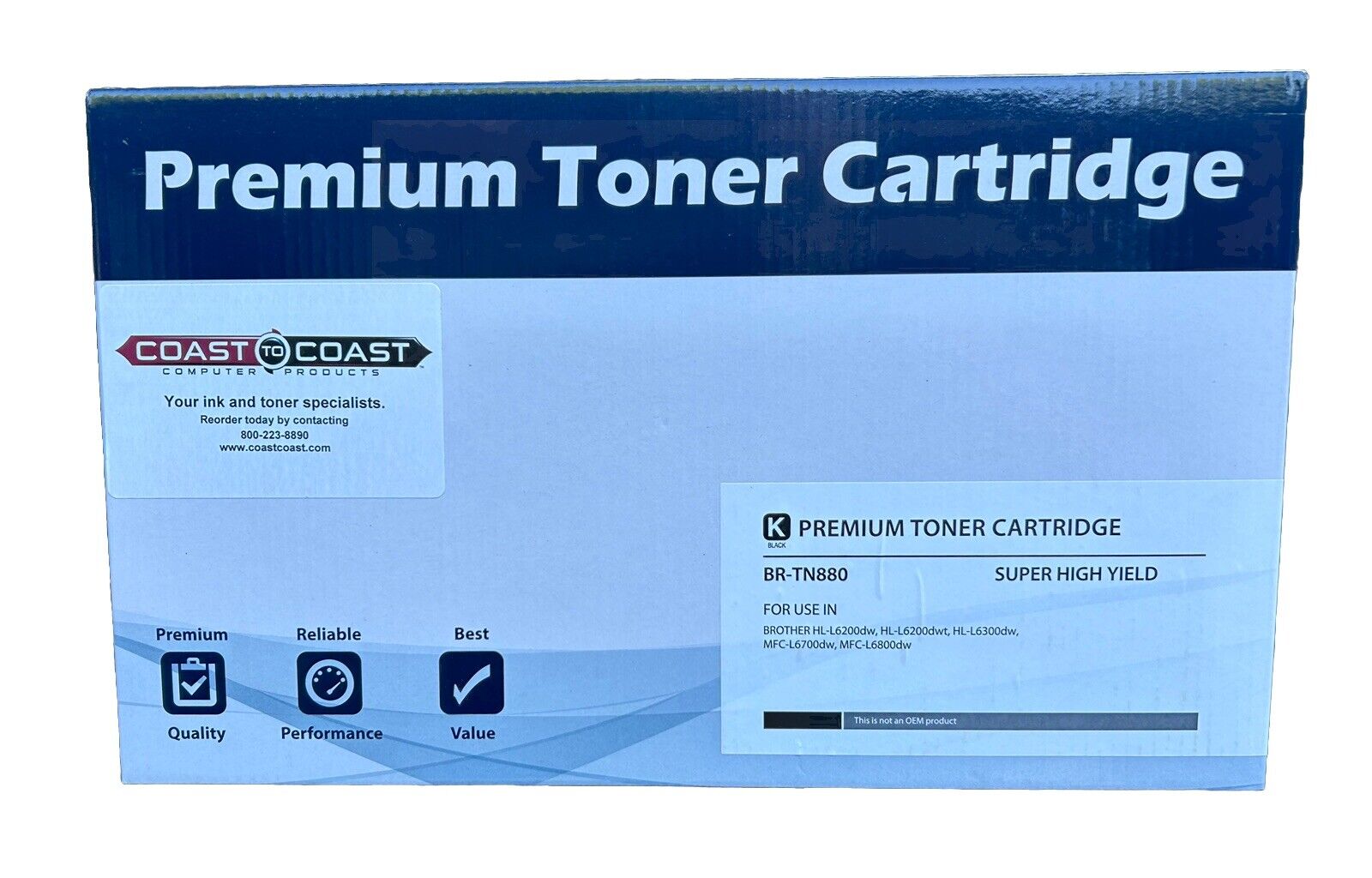 Premium Toner Replacement Cartridge BR-TN880 Black - New in Unopened Box