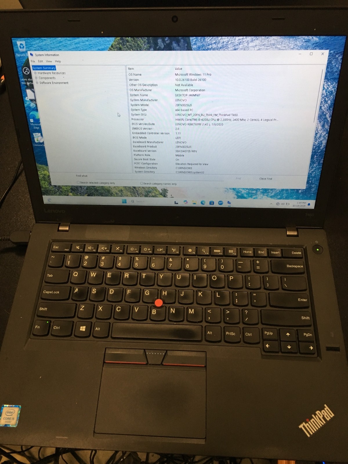Lenovo ThinkPad T460 i5 6Gen 2.30Ghz 8GB ram 120 GB HDD Webcam Windows 11, 0051