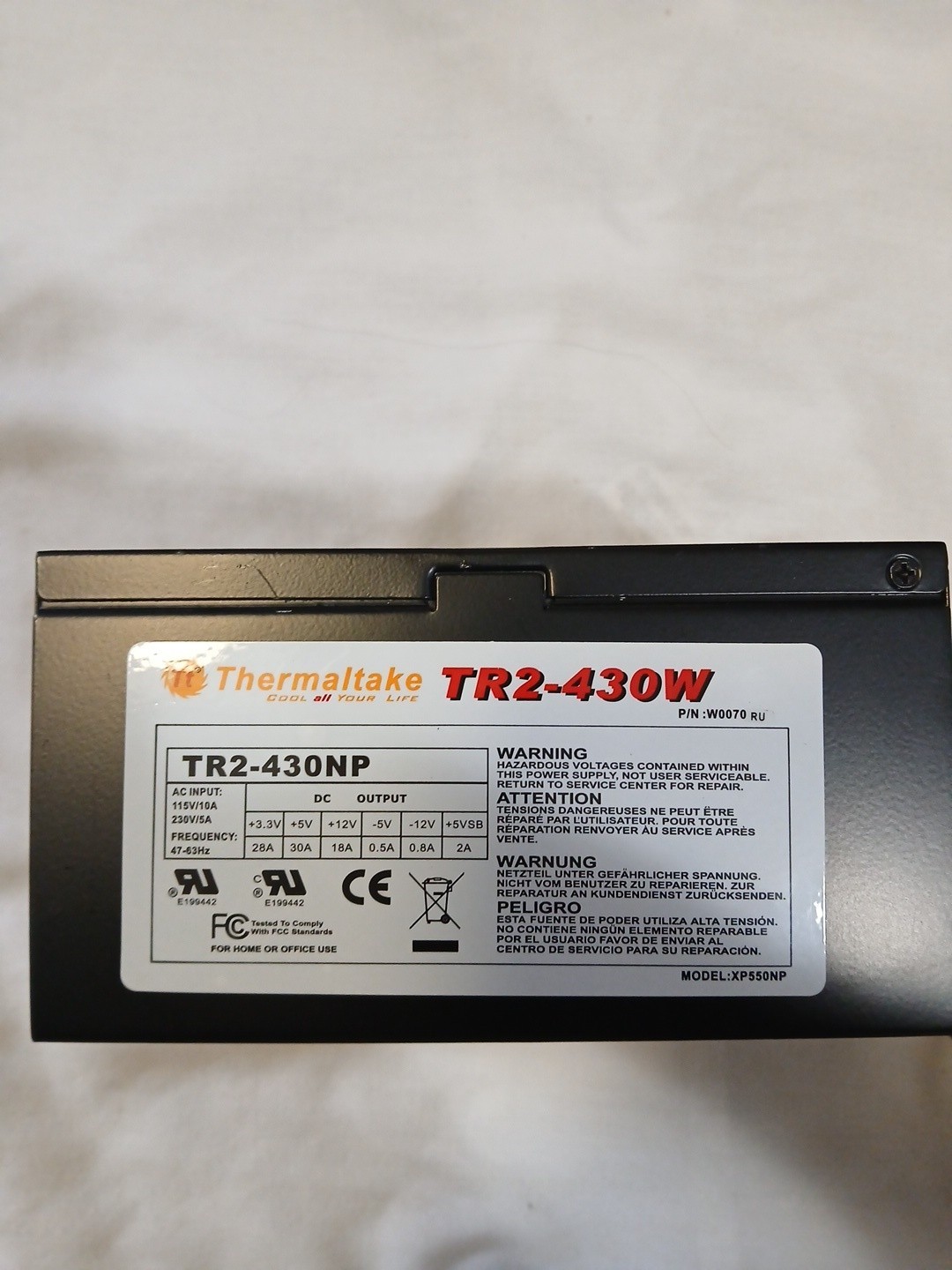 Thermaltake TR2-430W ATX Power Supply, 24 Pin, SATA, PCIe, TR2-430NP