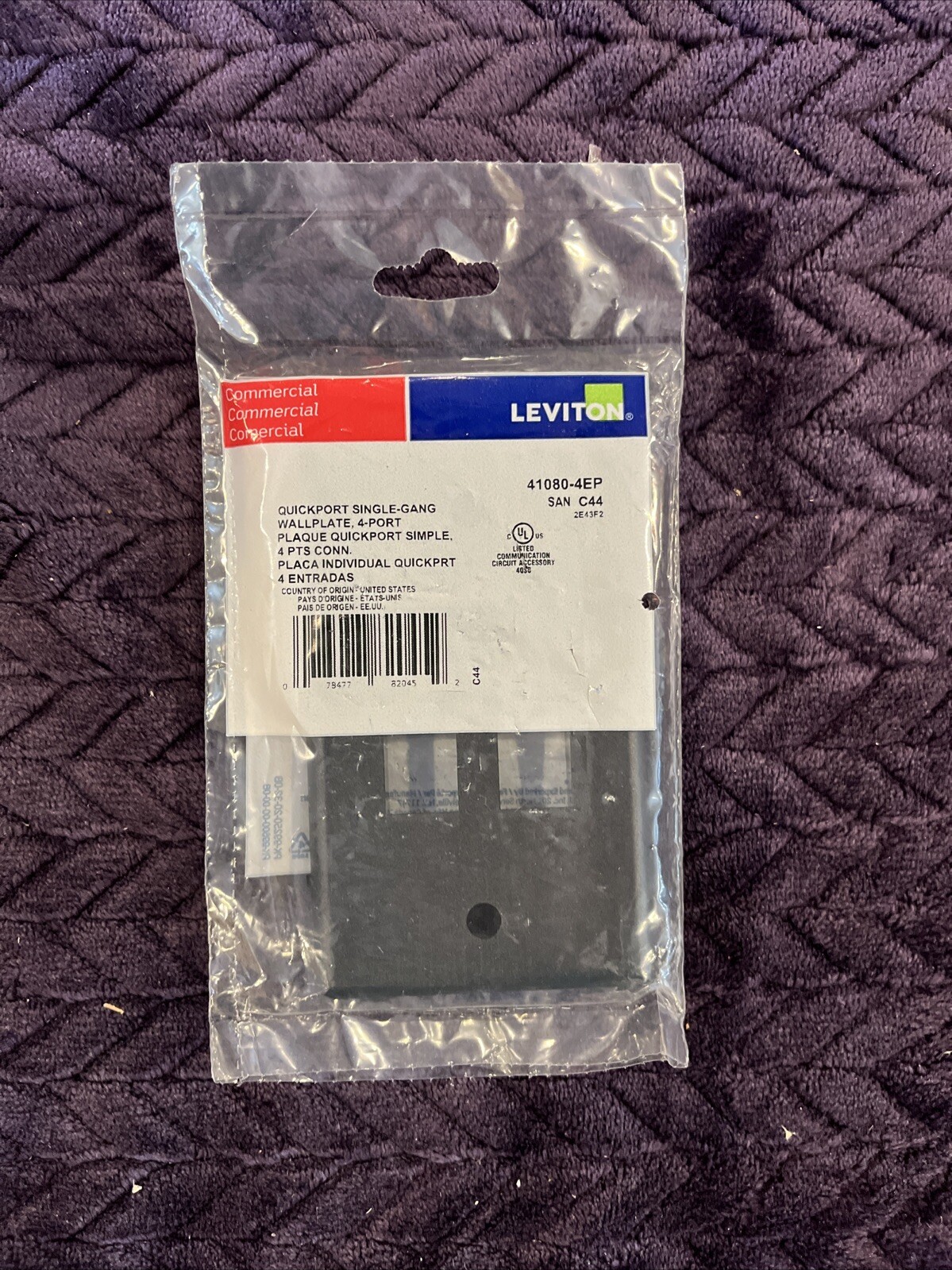 LOT (21 PCS) Leviton 41080-4EP Quickport Wallplate 4-Port Black 214-003