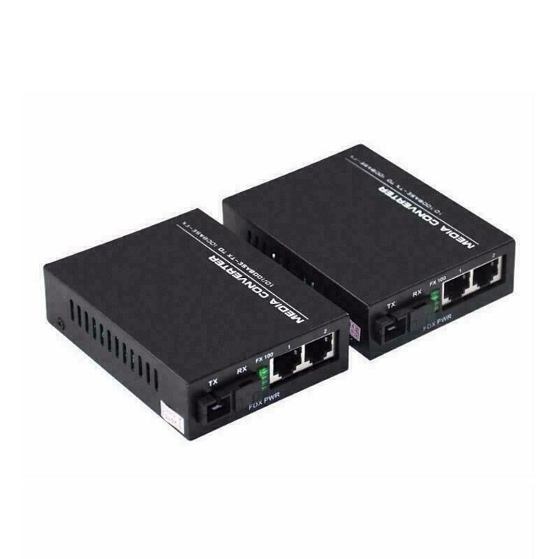 1 Pair 10/100/1000M Ethernet Fiber Optic Media Switch Converter 2RJ45 1SC