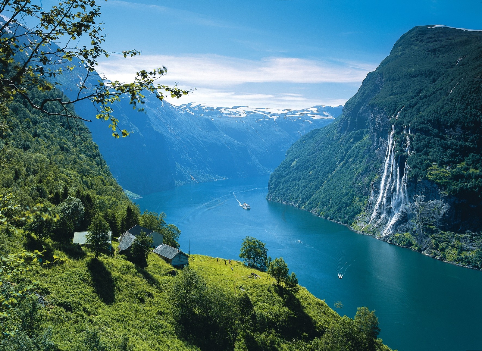 Landscape norway mountains fjord seven sisters waterfall Custom Gaming Mat Desk