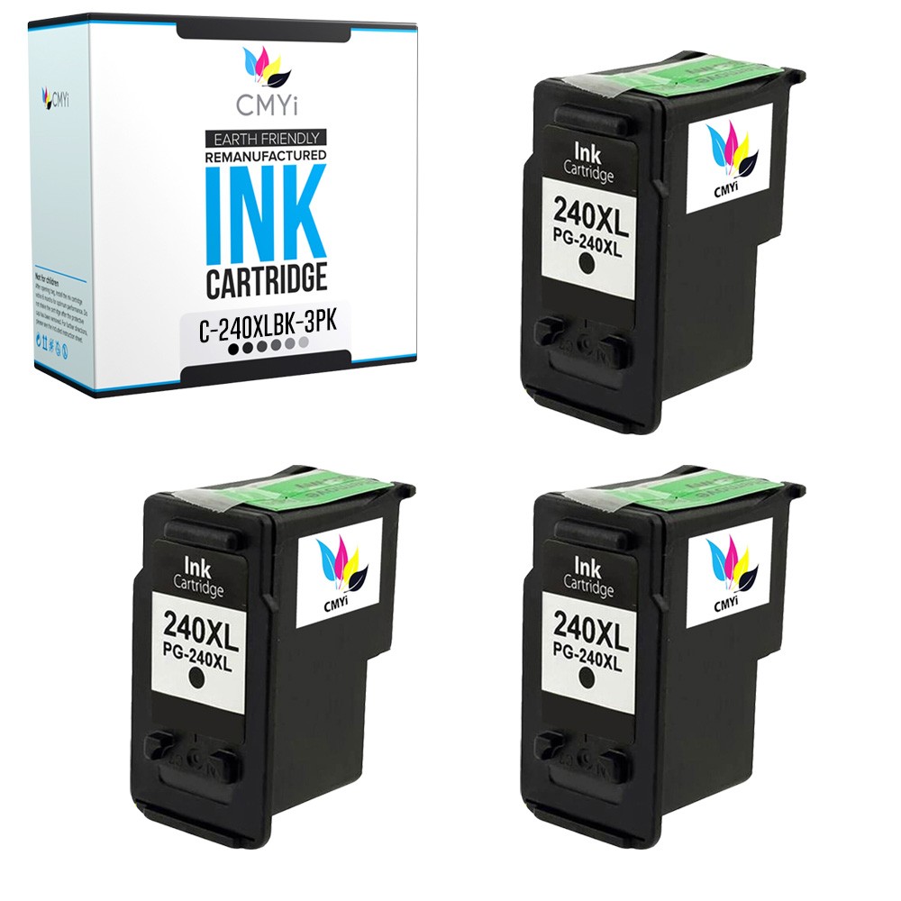 3-Pack CMYi Compatible PG 240XL Black Ink for Canon PIXMA MG3220 MG3222 MG3500