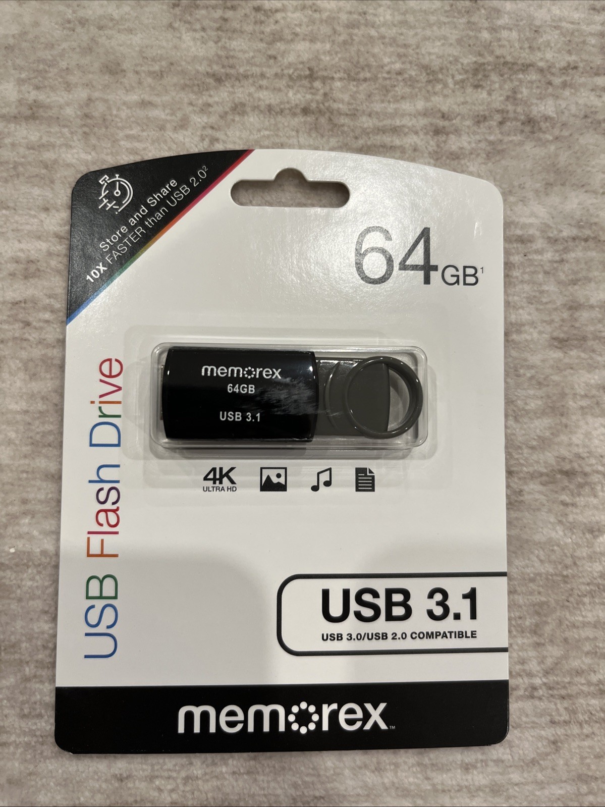 Memorex 64GB USB 3.1 – Black *NEW*