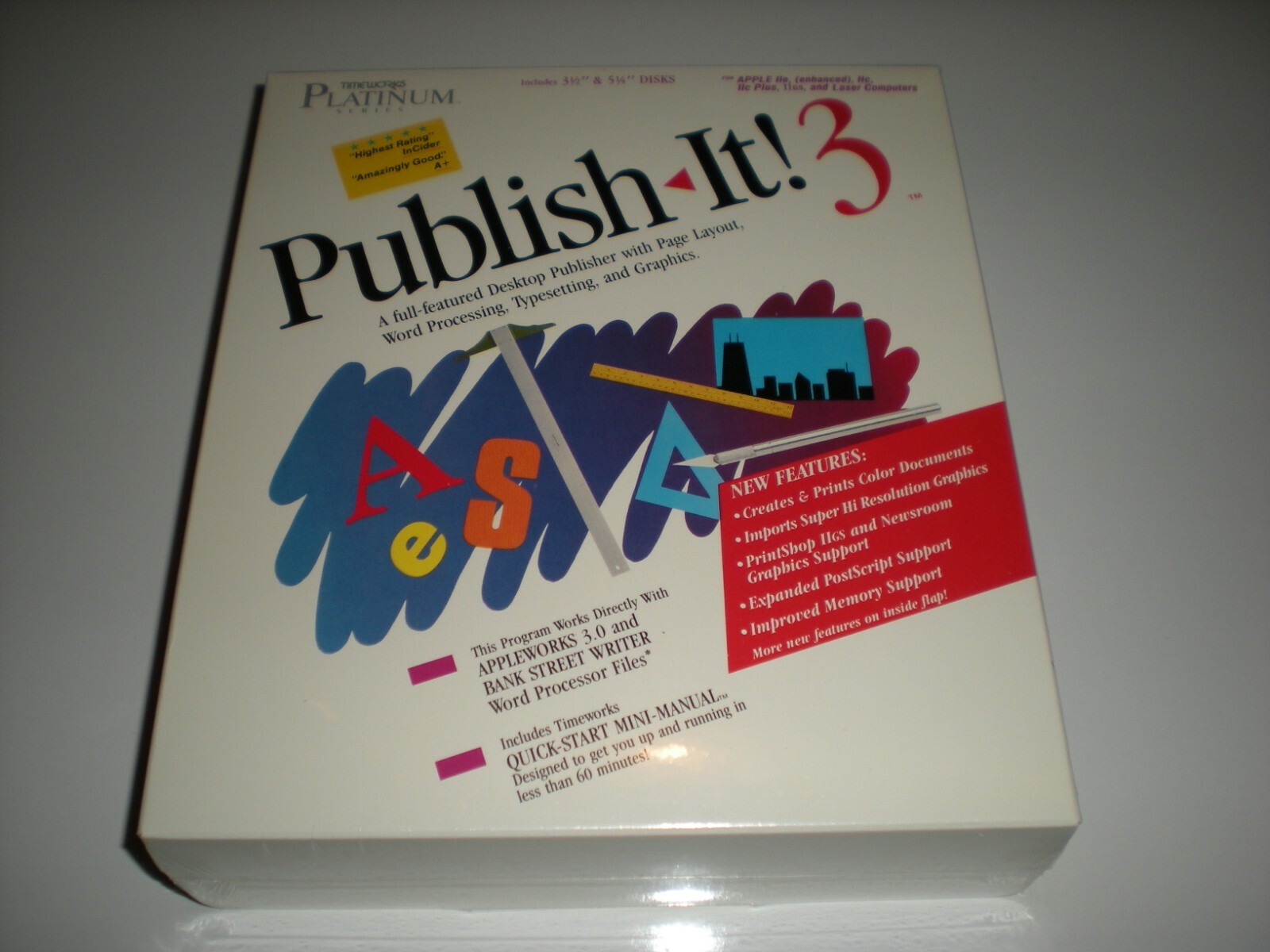 Timeworks Publish-It 3 desktop publishing for Apple IIc, GS, 2e (enhanced). New