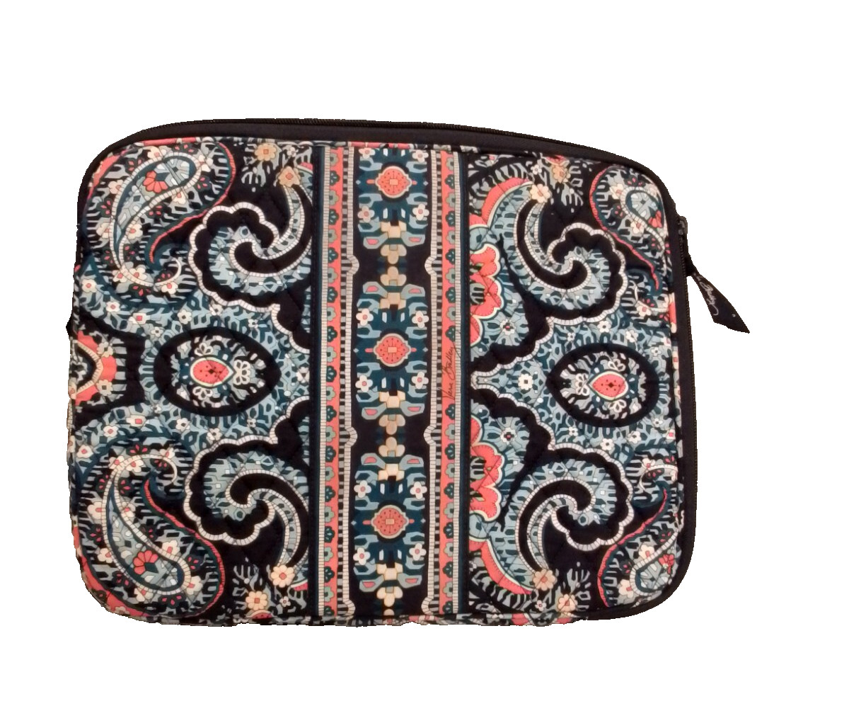 Vera Bradley Laptop Sleeve Marrakesh Blue Orange Paisley Zip Up Case Retired