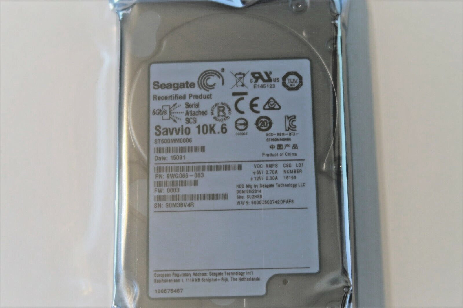 Seagate ST600MM0006 Savvio 10K.6 9WG066-003 FW:0003 600gb 2.5" SAS Hard Drive