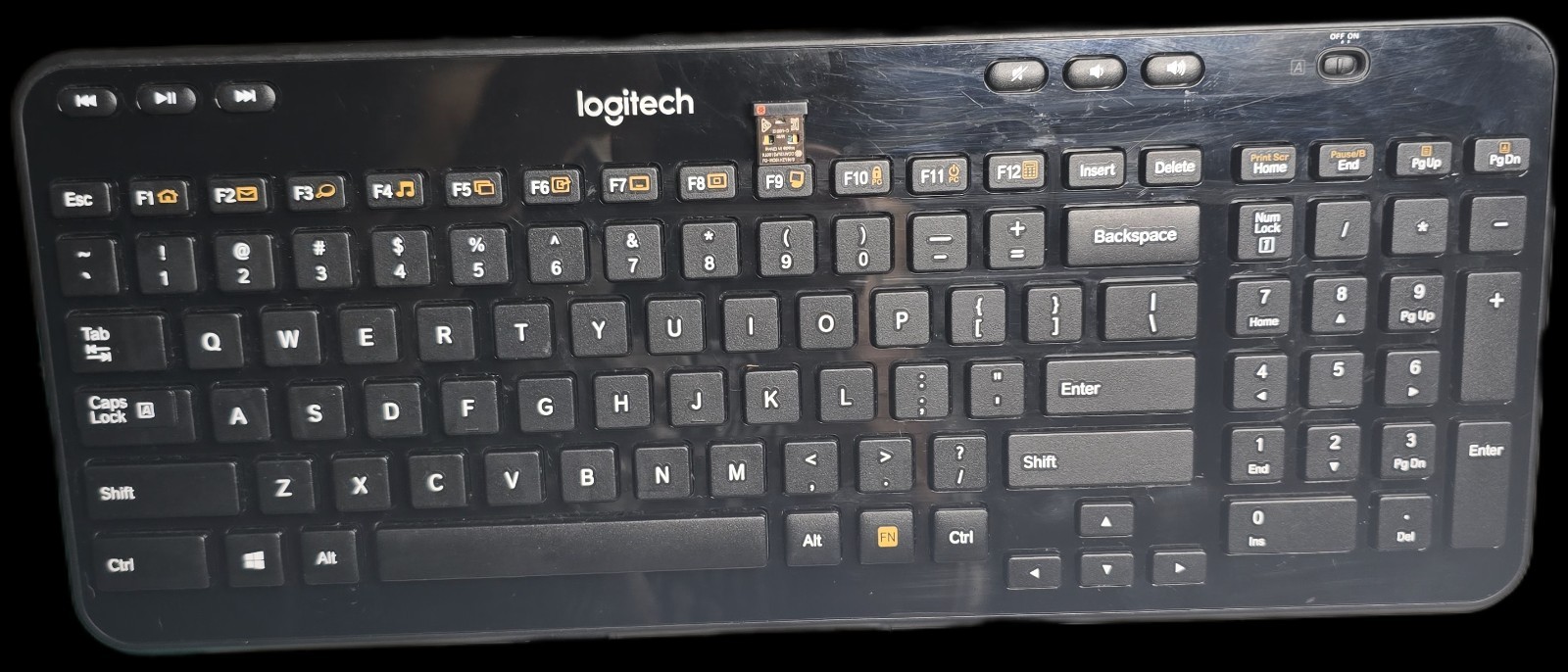 Logitech - K360 Full-size Wireless USB Keyboard - Glossy Black - USED NO BOX