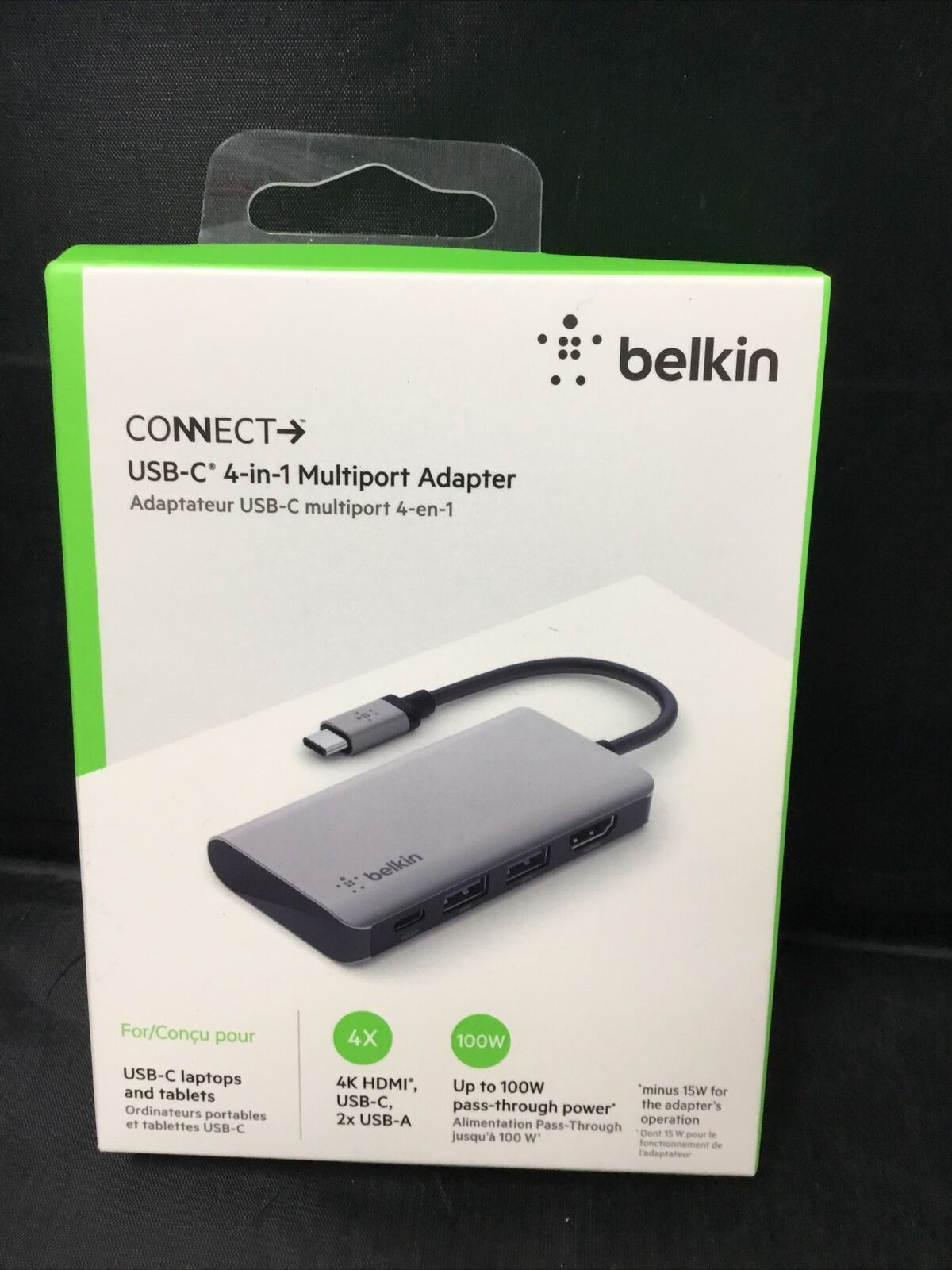 Genuine Belkin USB-C 4 in 1 Multiport Adapter - Gray (AVC006btSGY) Brand New