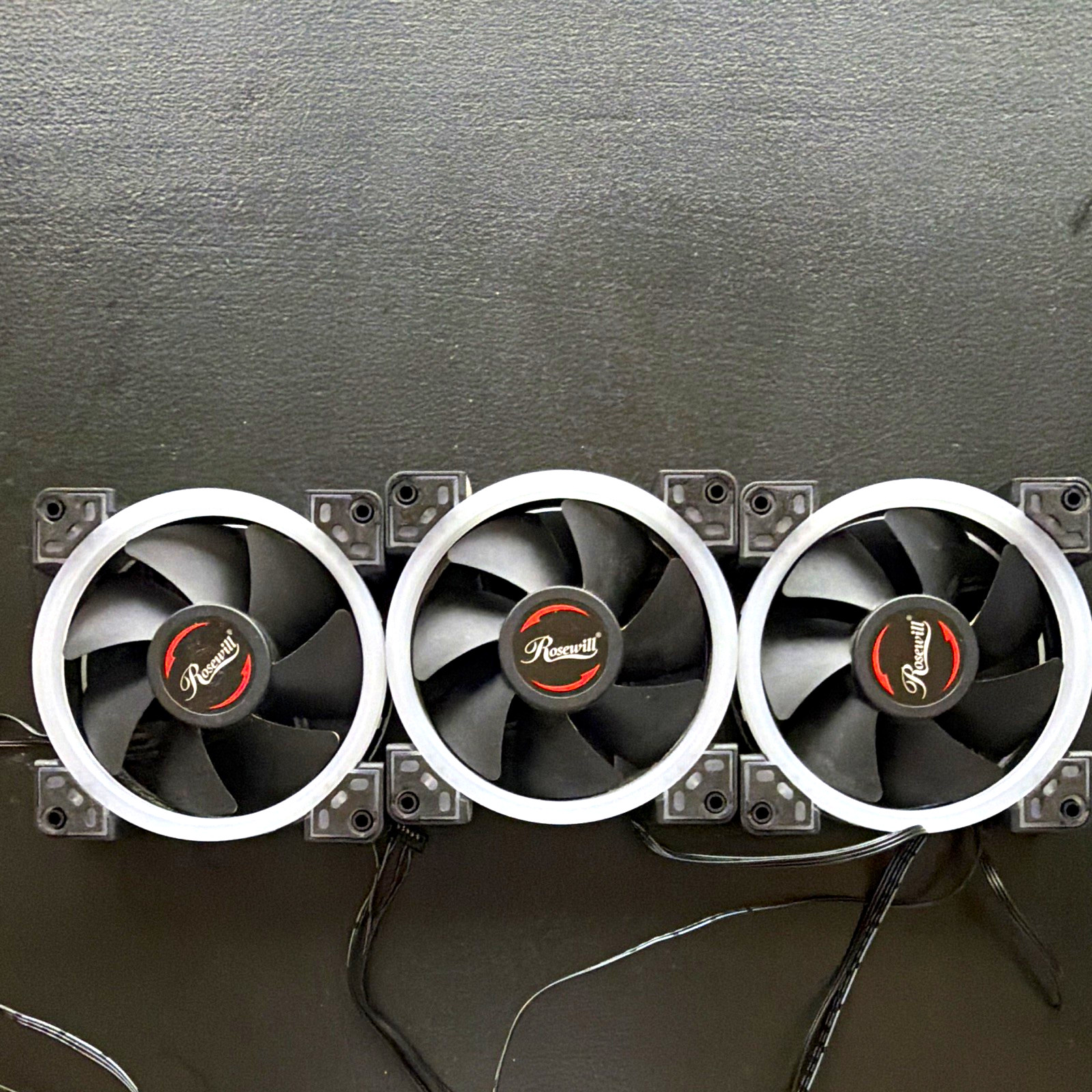 Rosewill Lot of 3 PC Case Cooling Fans Black w/ White Ring 3-Pin