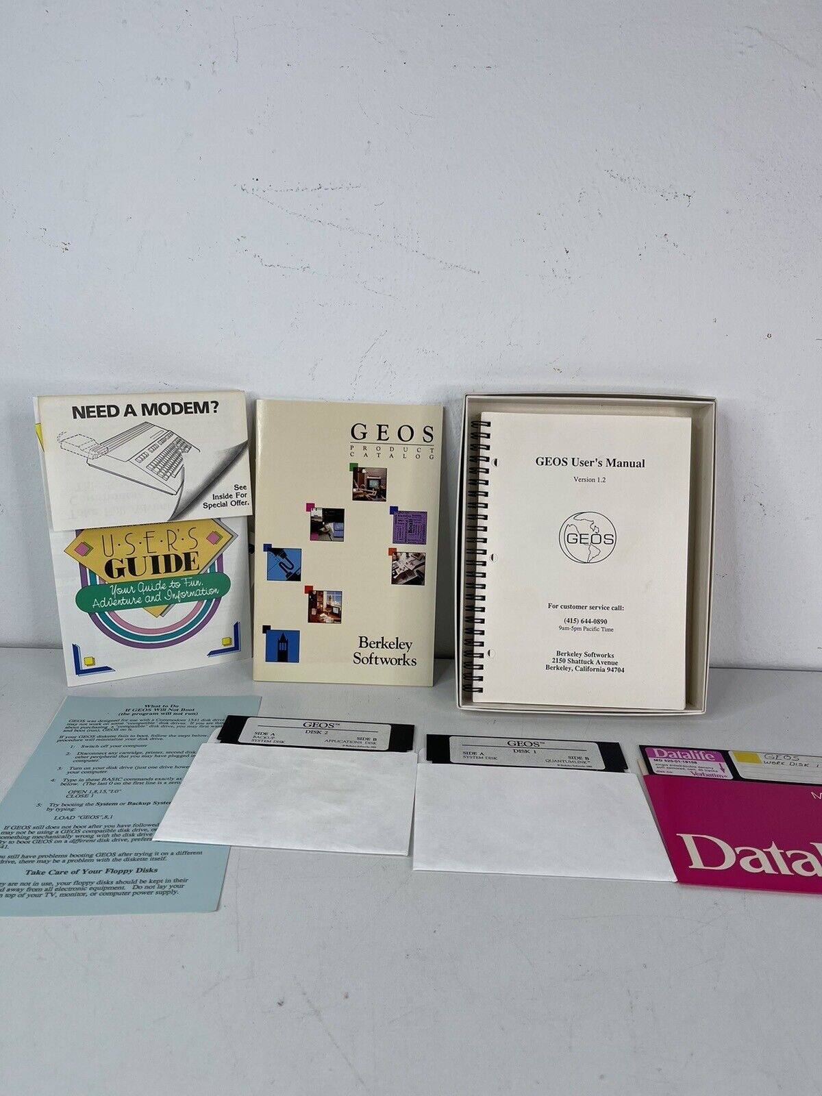 Commodore 64 GEOS OS Software v1.3 C64 128 Box Manual Berkeley Softworks TESTED