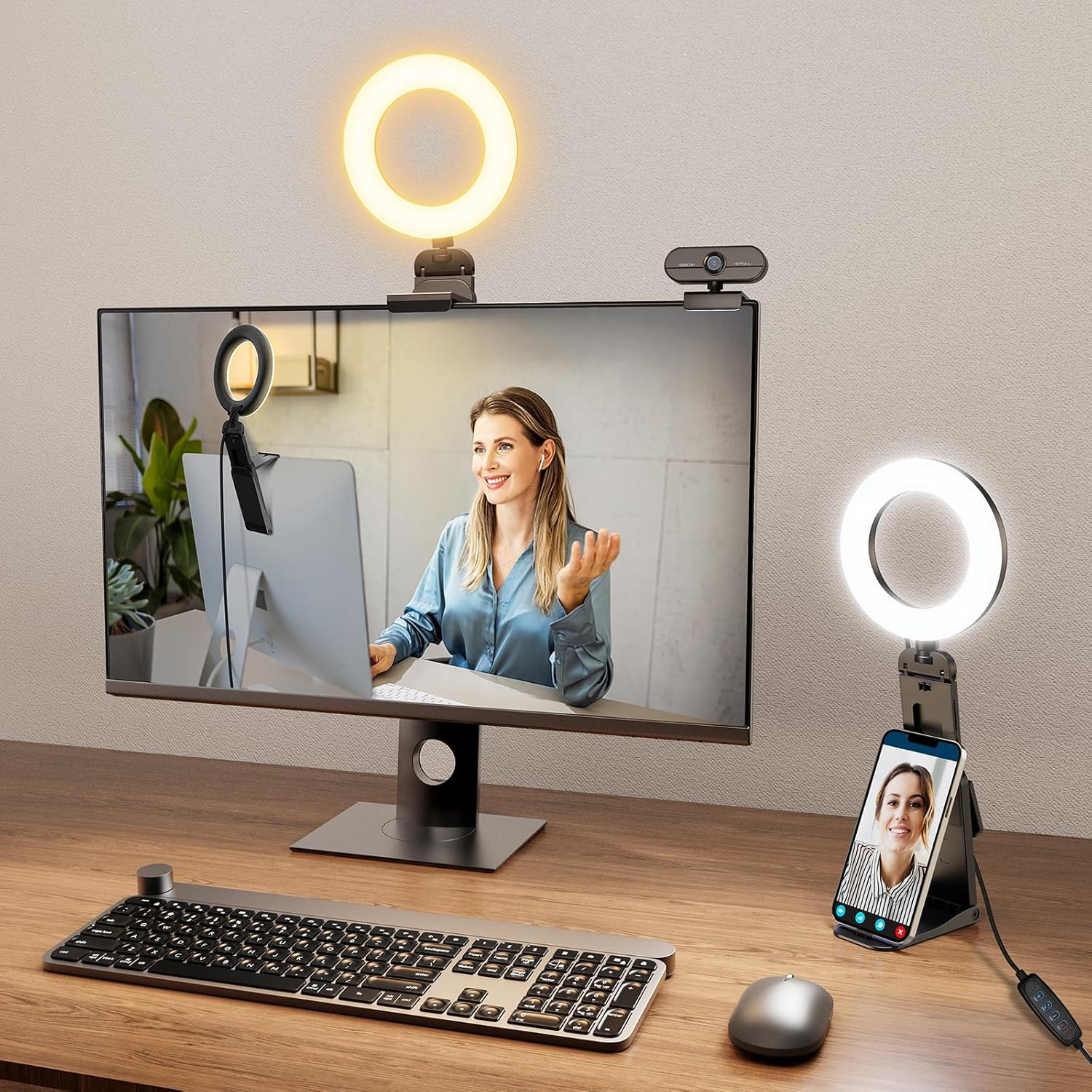 Ring Light for Laptop Desk Clip On,Small Computer Video Conference Lighting with