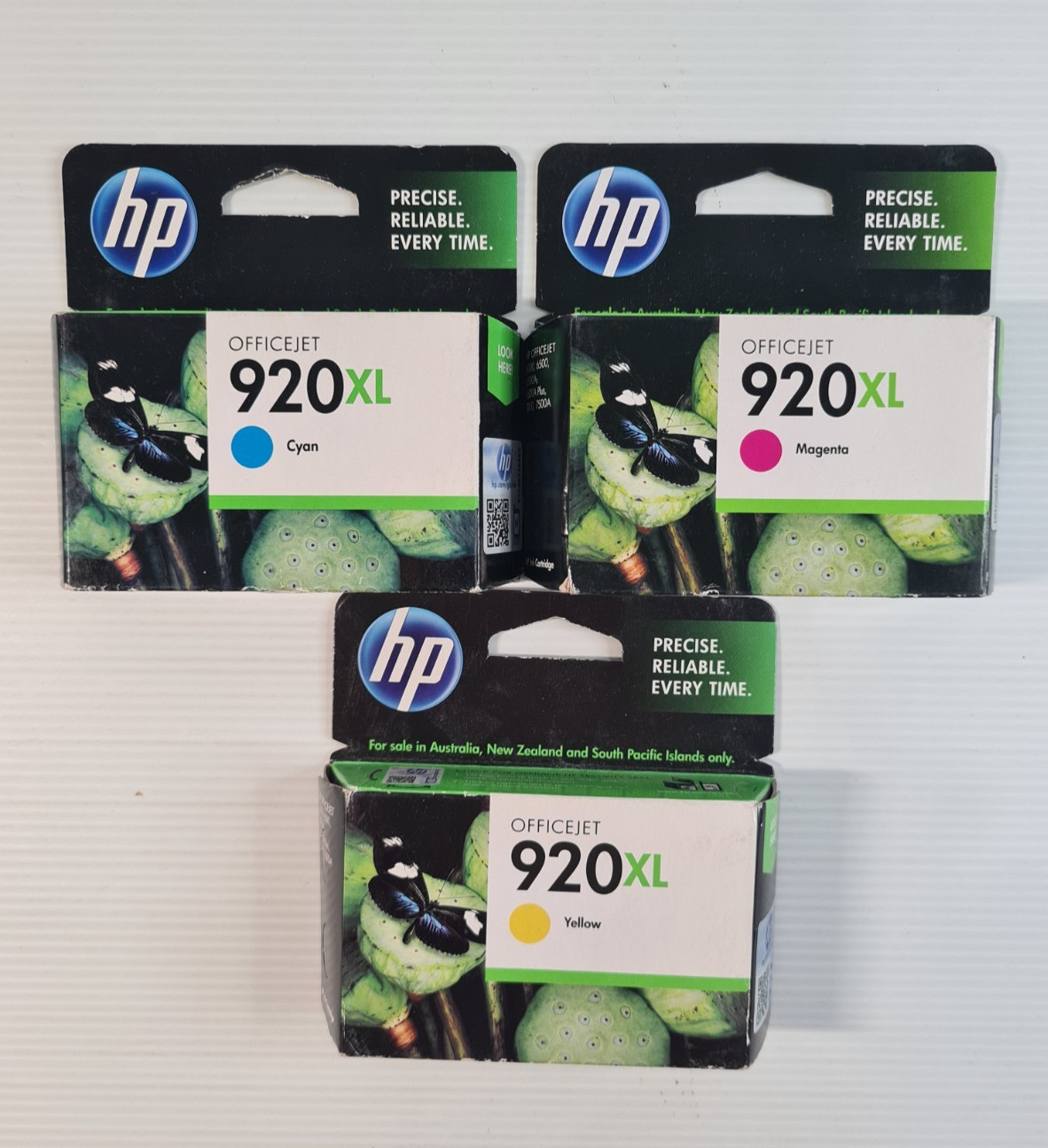 HP 920XL Genuine Ink Cartridges Cyan Magenta Yellow 3pk New Sealed