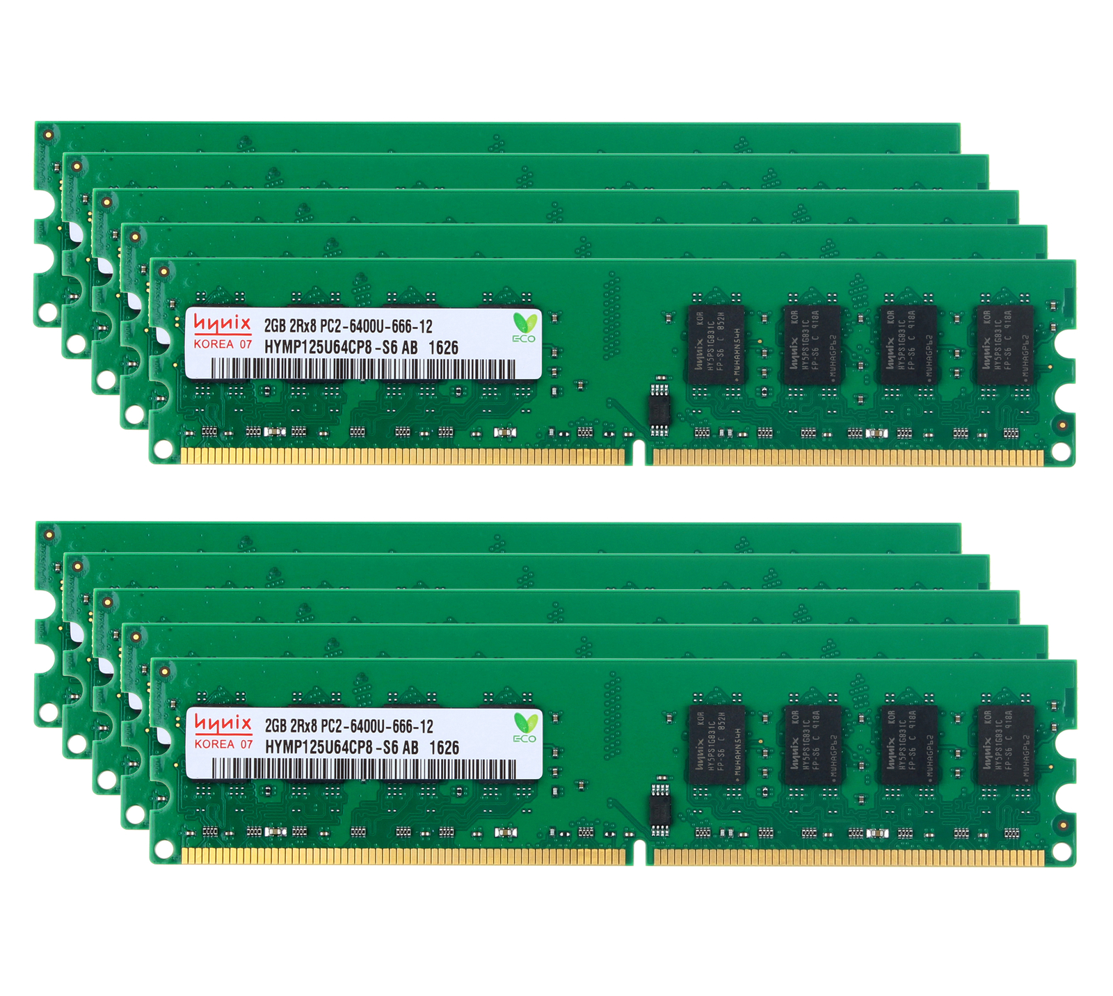 20GB kit Hynix 10X2GB 2RX8 PC2-6400 DDR2-800Mh​z Desktop RAM 6400 UDIMM Memory