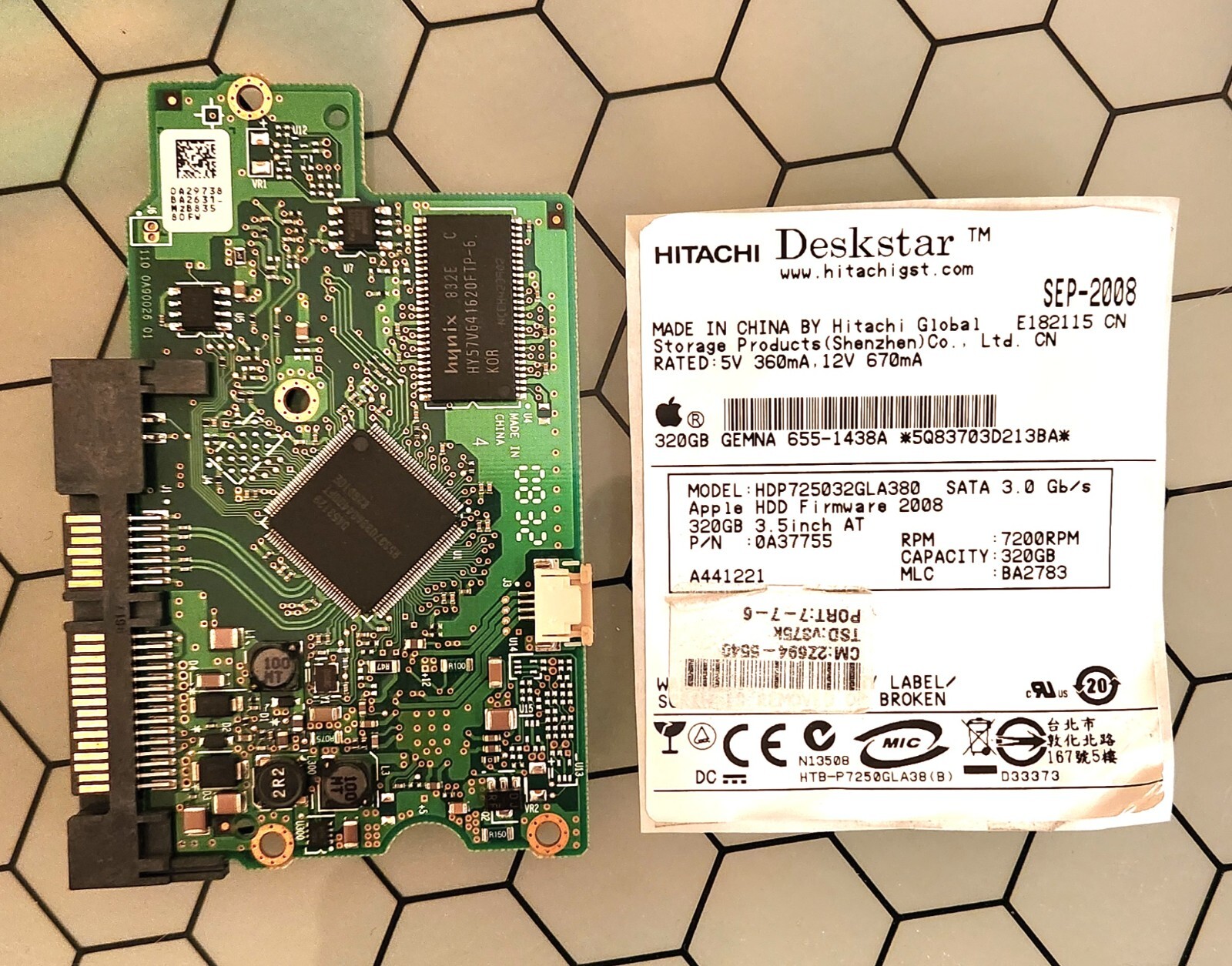 Hitachi 320GB HDP725032GLA380 0A37755 BA2783 PCB Logic Board 0A29738 BA2631