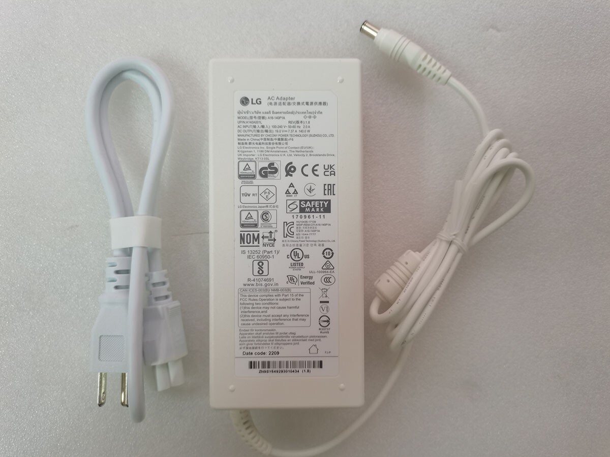 Original LG 19V 7.37A A16-140P1A REV:1.8 AC Adapter for LG 27UL850-W Monitor NEW