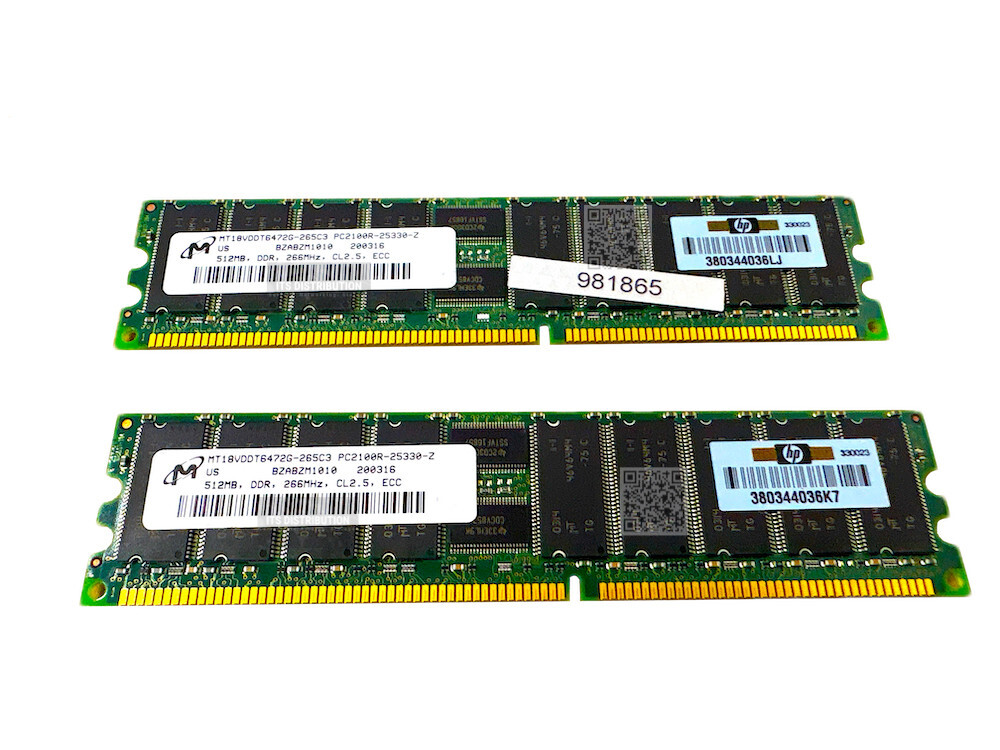 300679-B21 I GENUINE HP 1GB 2x 512MB DDR SDRAM DDR266/PC2100 ECC Memory Kit