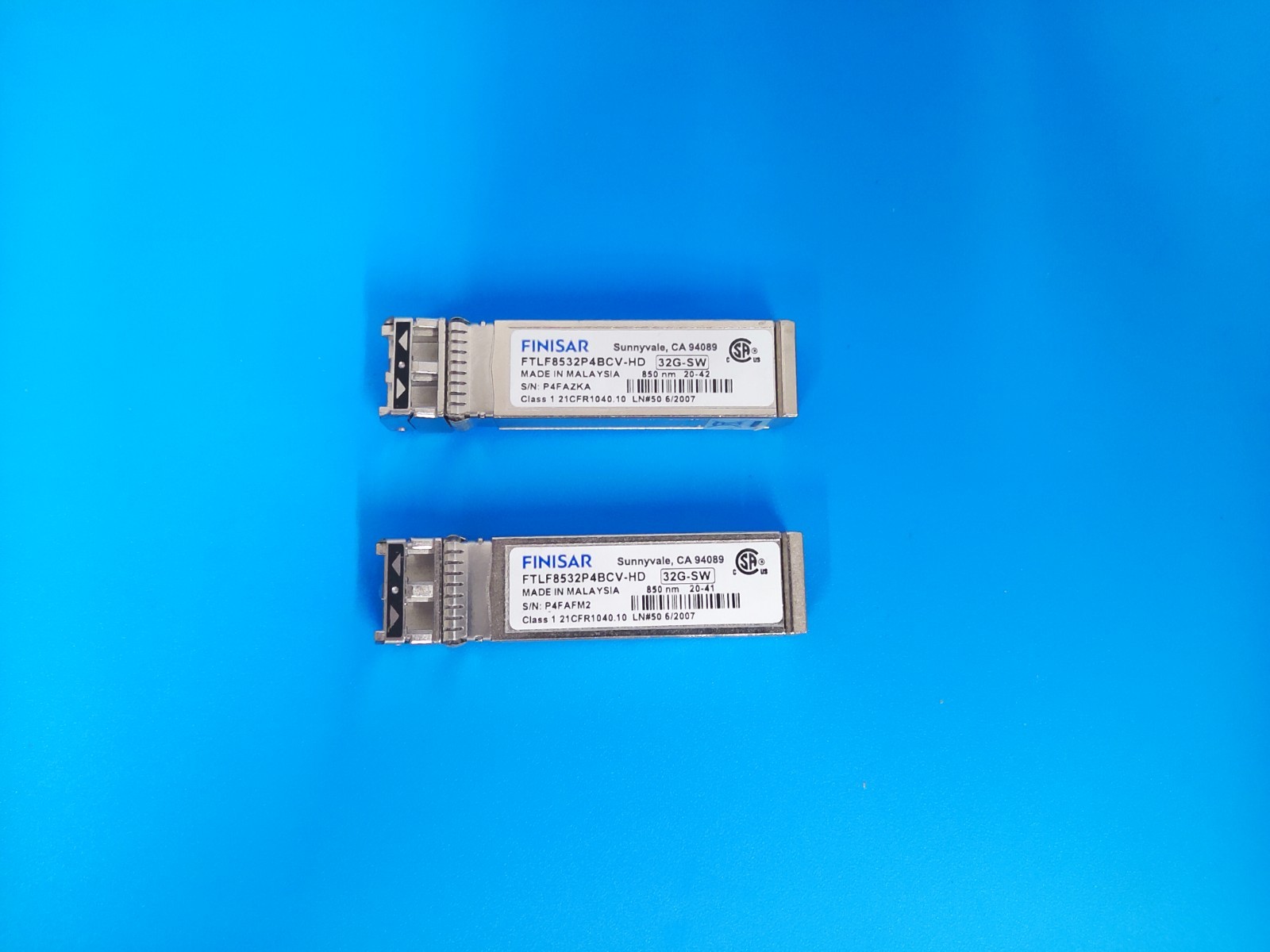 2 Finisar FTLF8532P4BCV-HD 32G SFP28 850nm SW FC Optical Transceiver USED TESTED