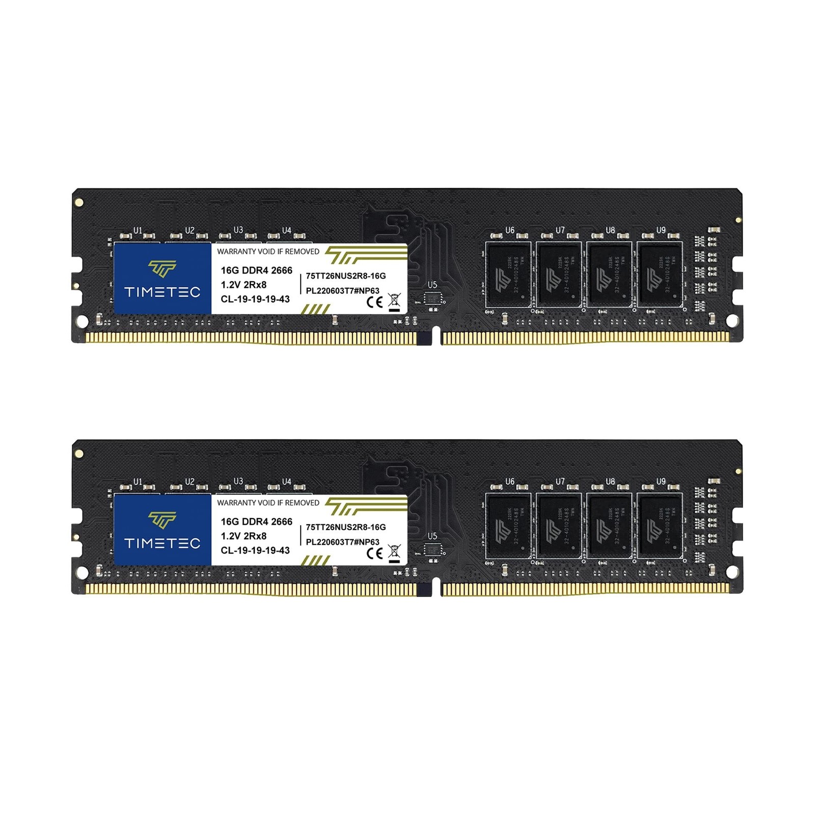 Timetec 32GB KIT(2x16GB) DDR4 2666MHz PC4-21300 Non-ECC Unbuffered 1.2V CL19 ...
