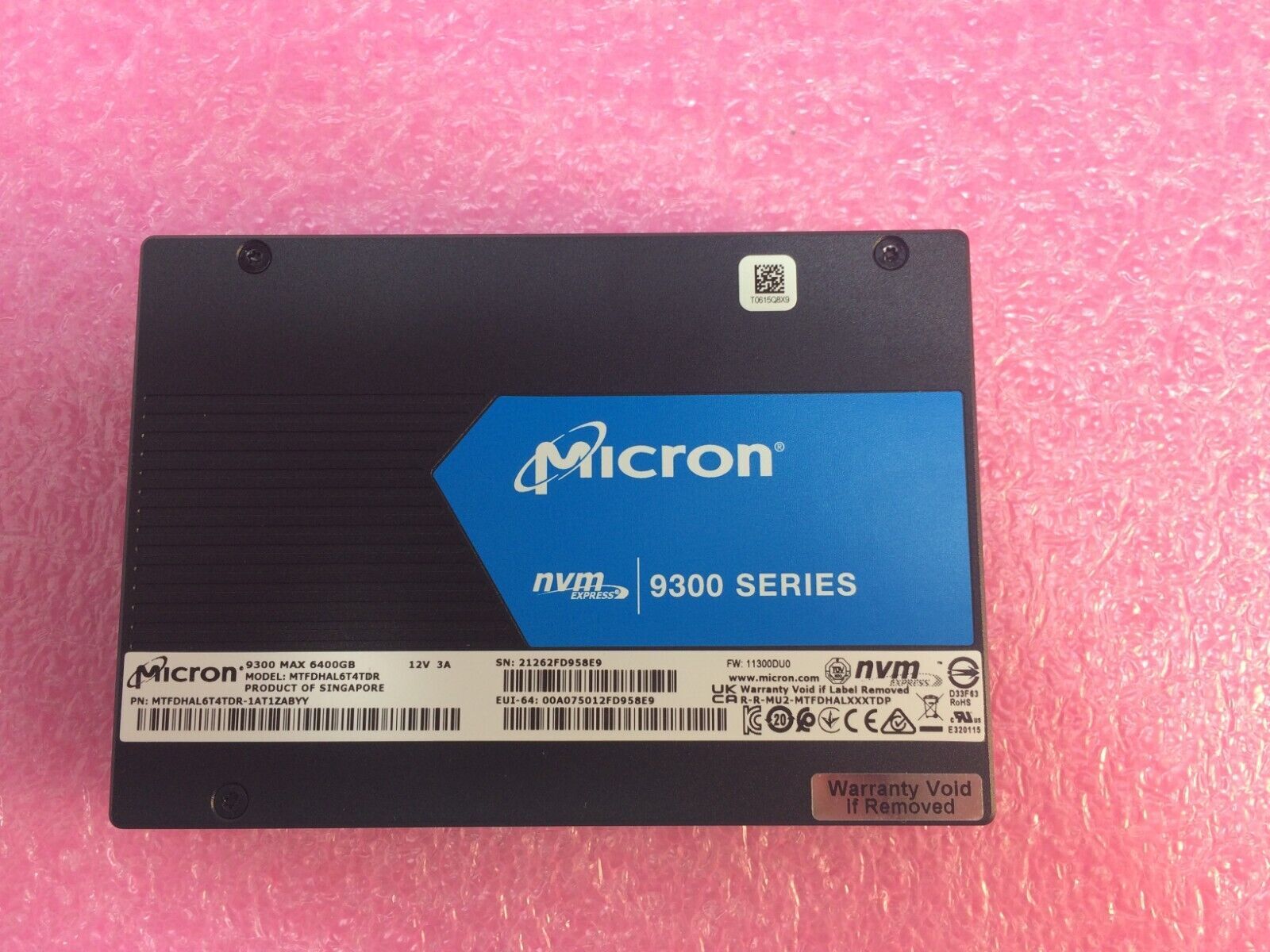 Micron 9300 MAX 2.5" 6.4TB  MTFDHAL6T4TDR MTFDHAL6T4TDR-1AT1ZABYY NVMe SSD NEW