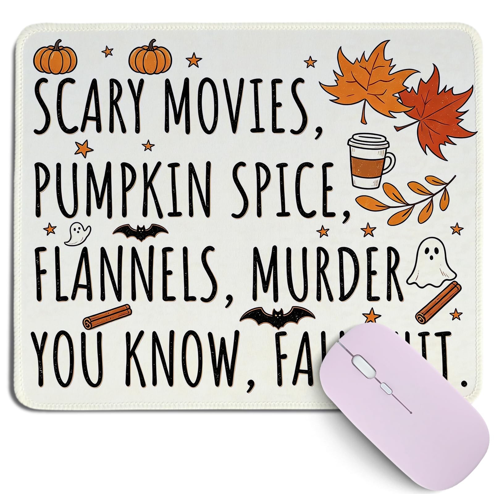 Cz tulip Fall Halloween Mouse Pad,Rustic Retro Ghost Bat Pumpkin Mouse Mat | ...