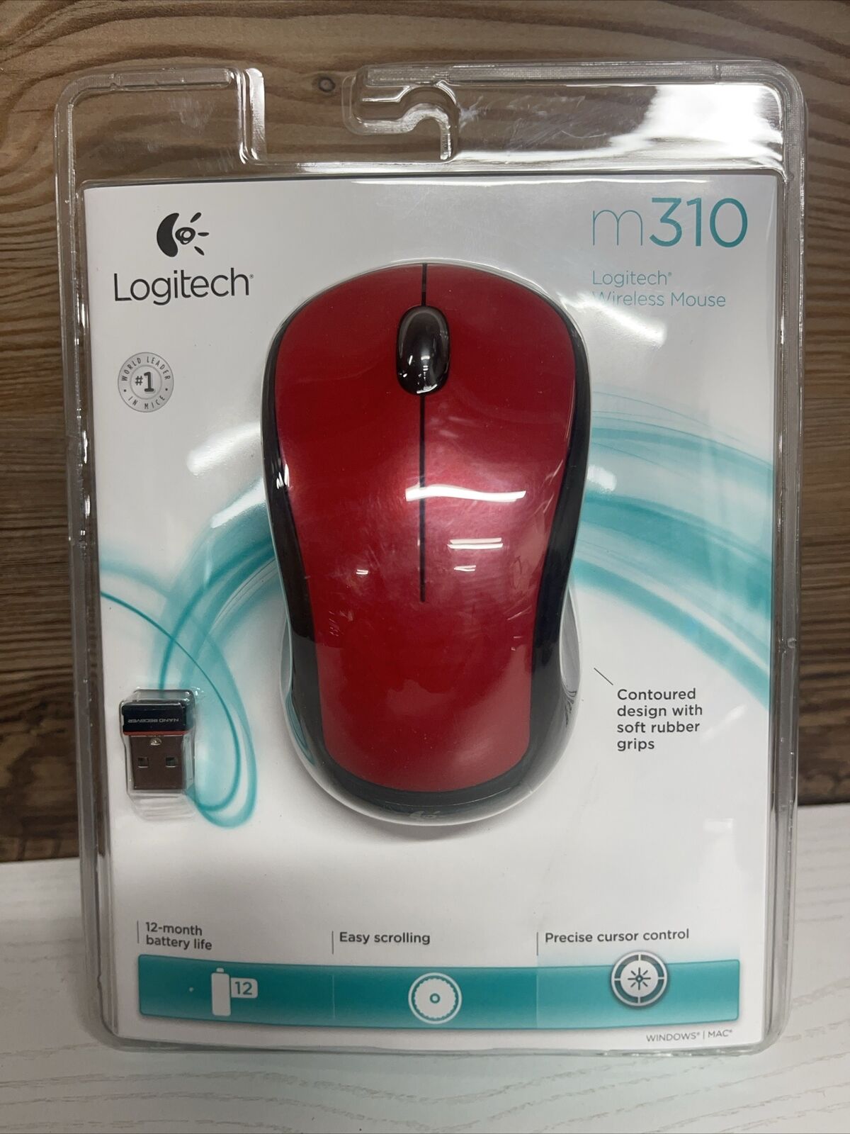 Logitech M310 Red Full Size Wireless Mouse M310 Flame Red 910-002486 W/Battery