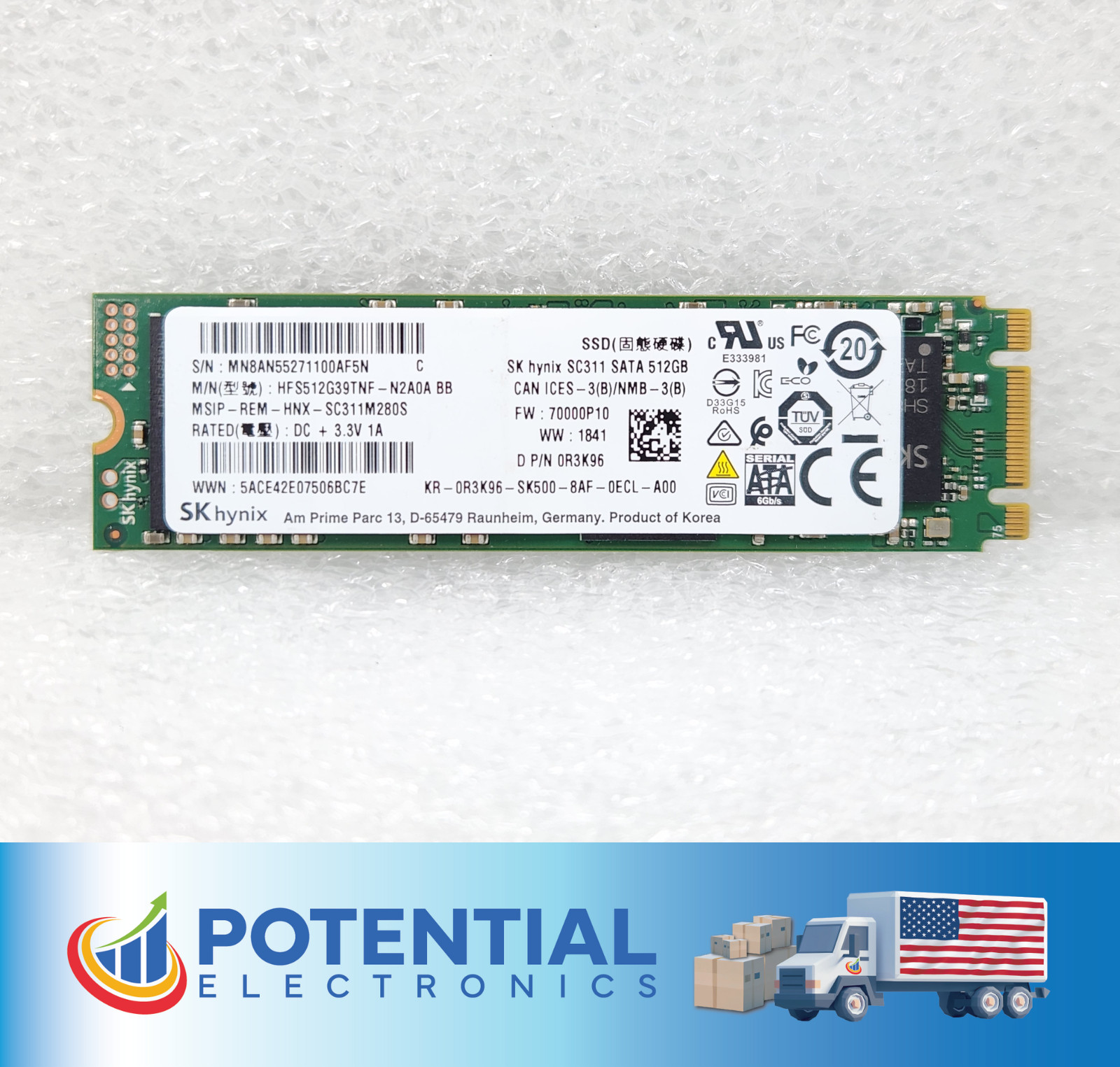 SK Hynix SC311 HFS512G39TNF-N2A0A 512GB M.2 2280 SATA Solid State Drive