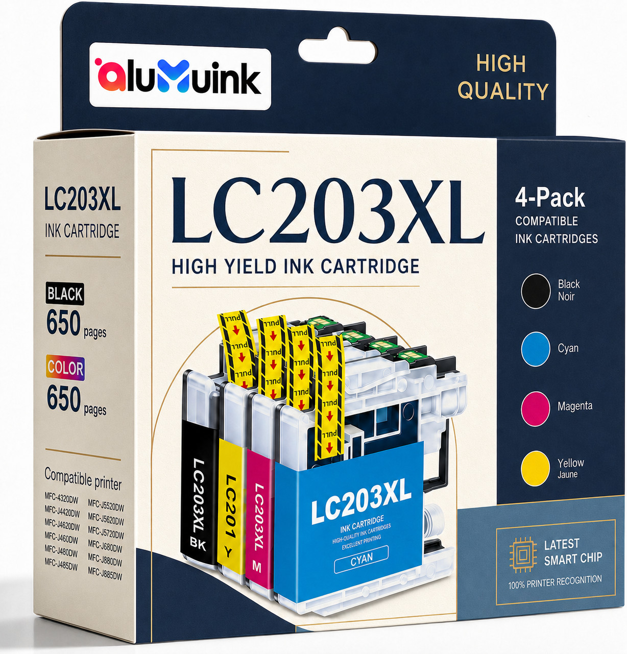 LC203XL Ink Cartridges High Yield Work with MFC-J460DW MFC-J480DW MFC-J485DW