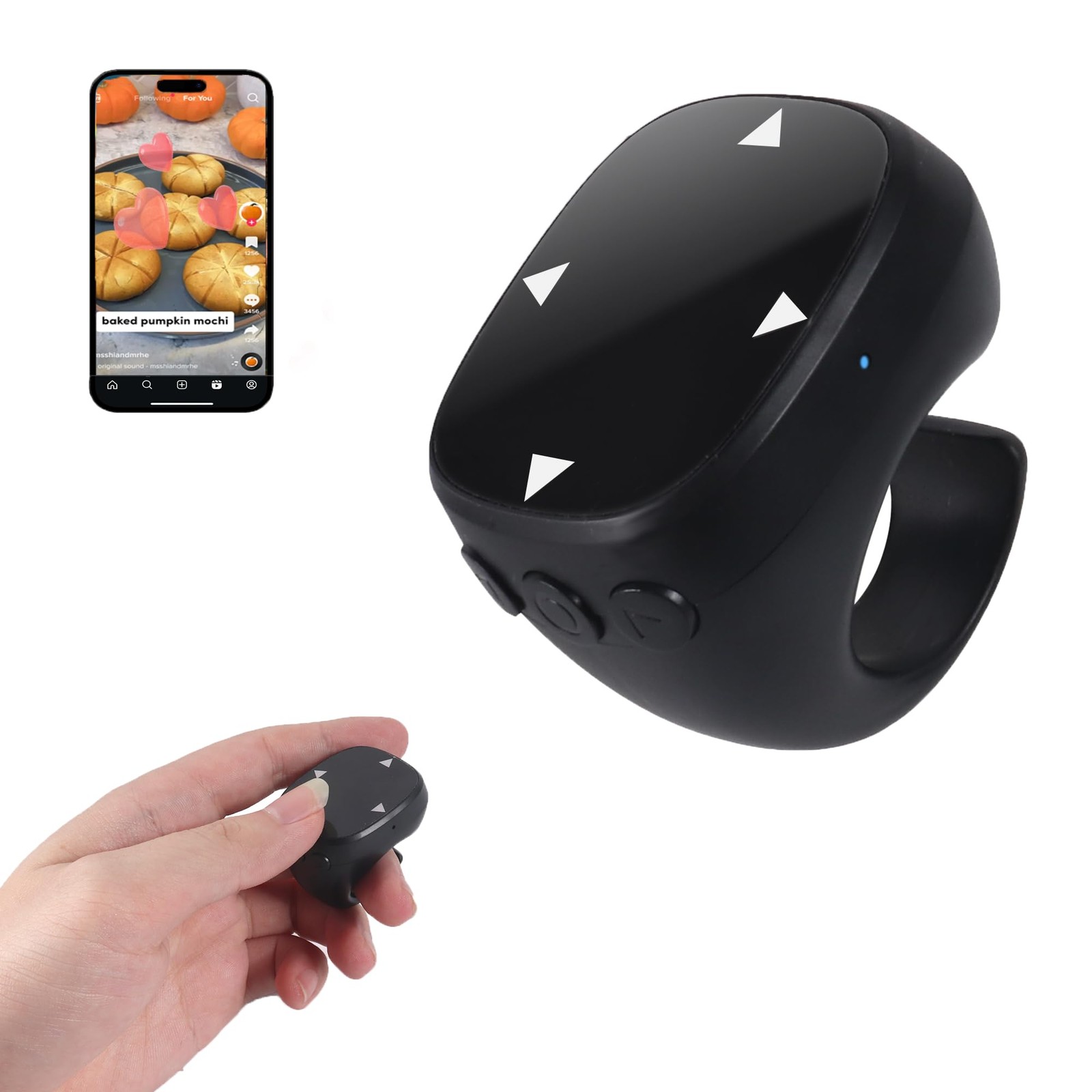 Bluetooth Touchscreen Ring Remote Auto Like Page Turn Photo Camera Flip Control